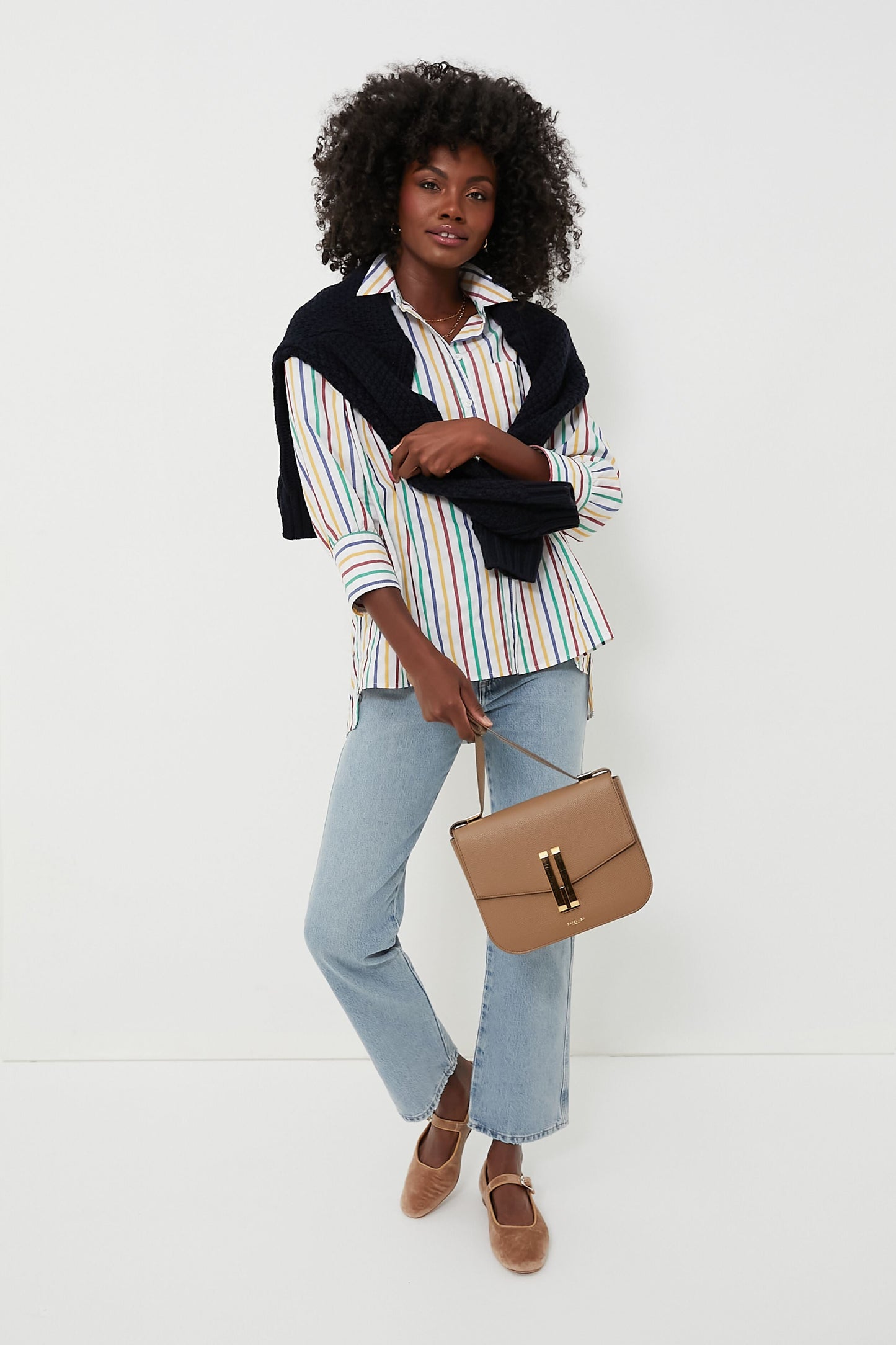 Rainbow Striped Adair Boyfriend Shirt
