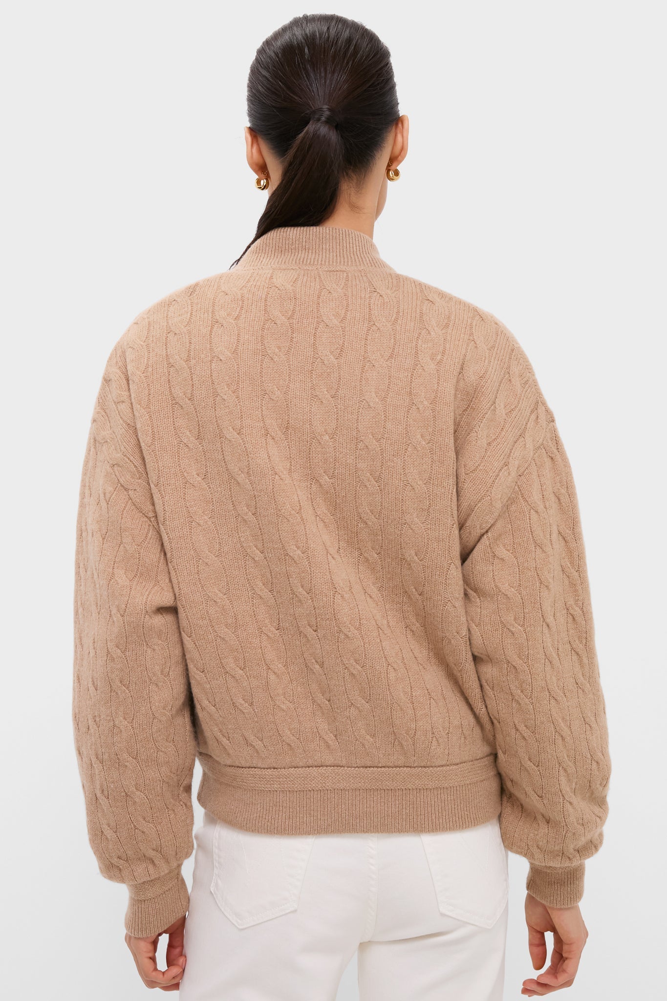 Collection Camel Melange Wool Cashmere Sweater Bomber Coat
