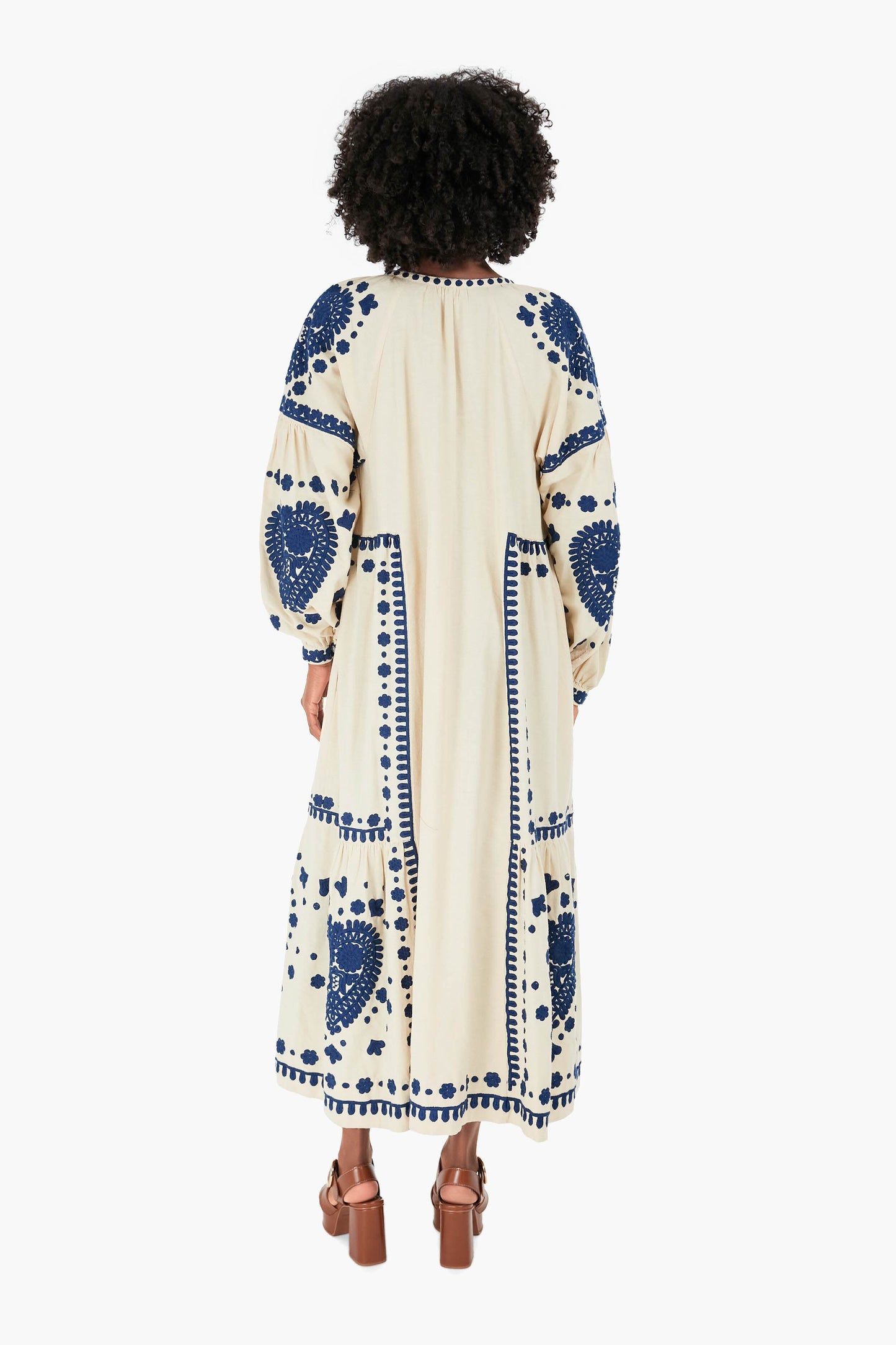 Cream Holly Soutache Longsleeve Dress