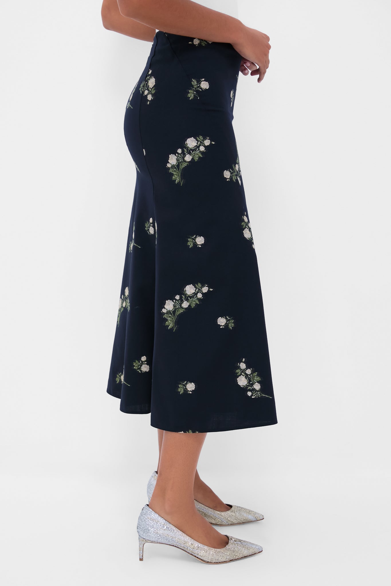 Midnight Blue Pencil Midi Skirt