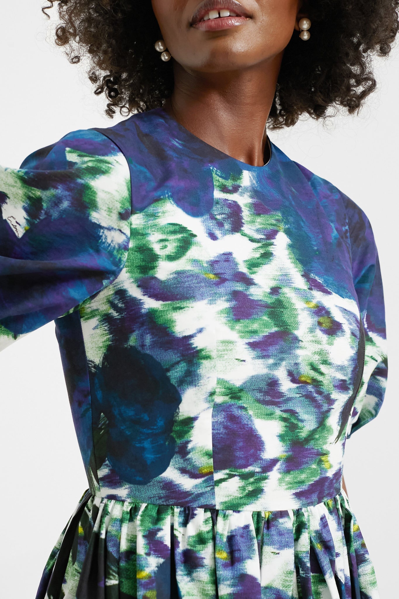 Blue Short Sleeve A Line Midi Dress