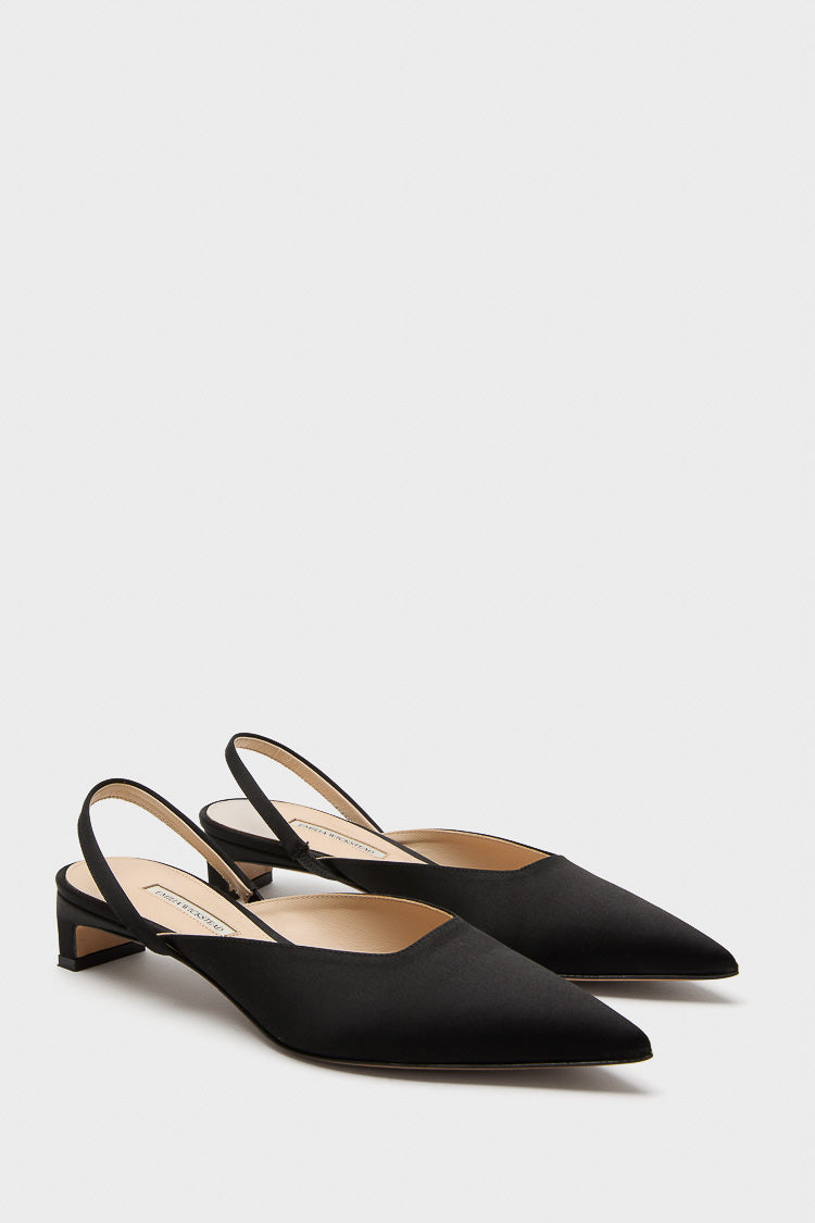 Black Satin Kaori Kitten Heels