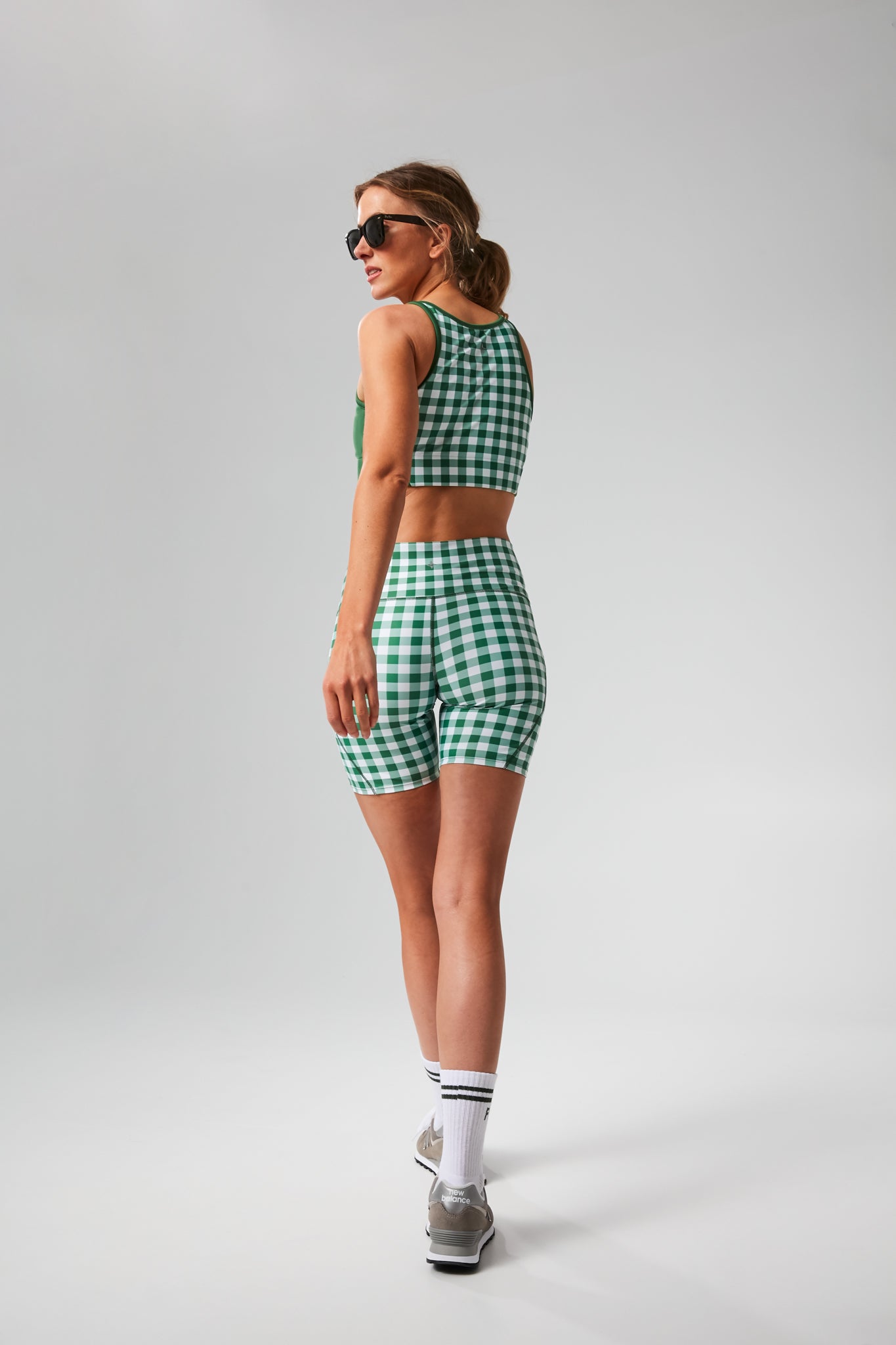 Green Trellis Gingham Jean Sports Bra