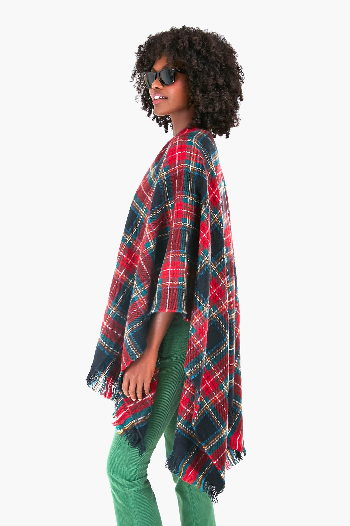 Exclusive Black Tartan Ruana Poncho
