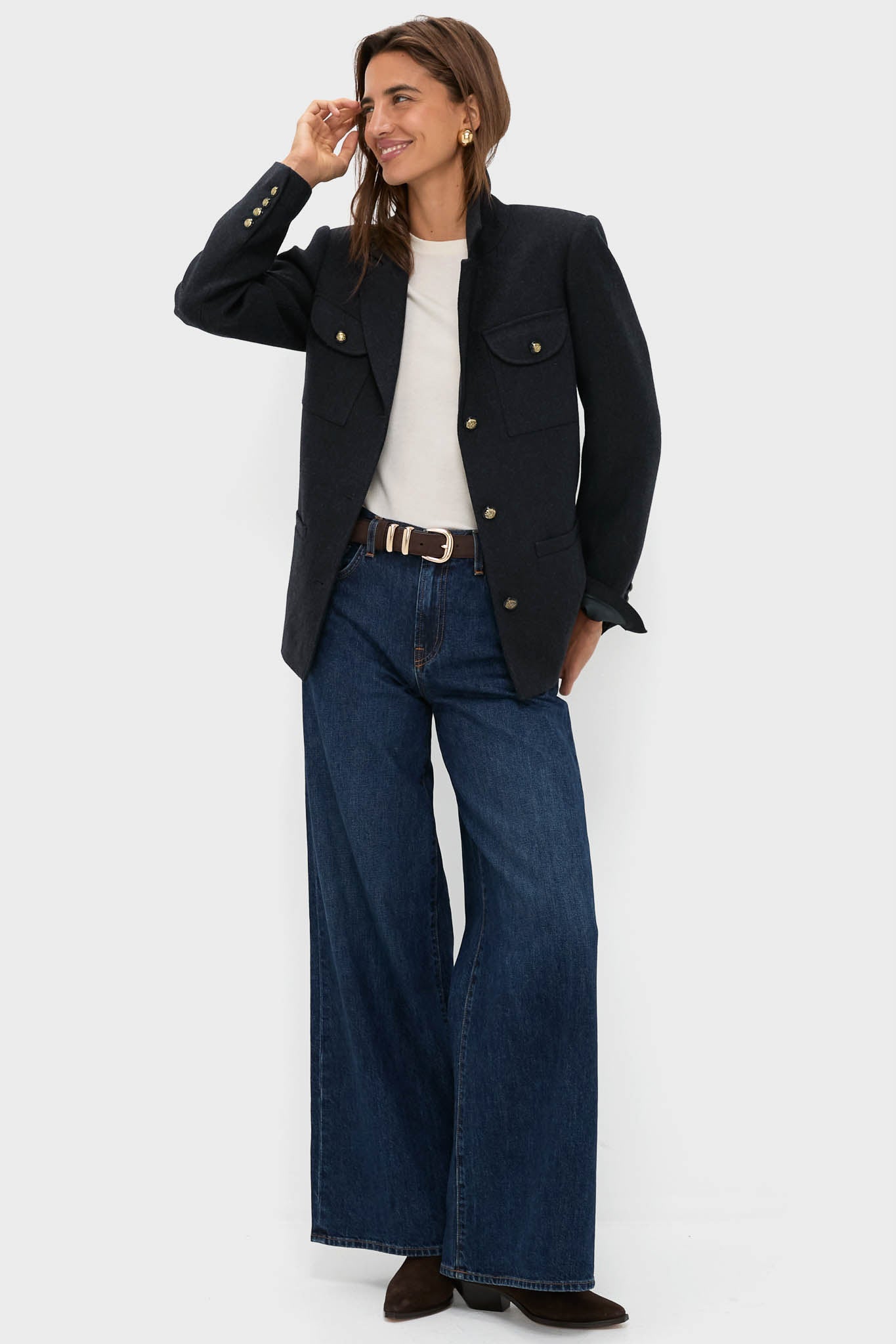 Navy Tweed Military Blazer