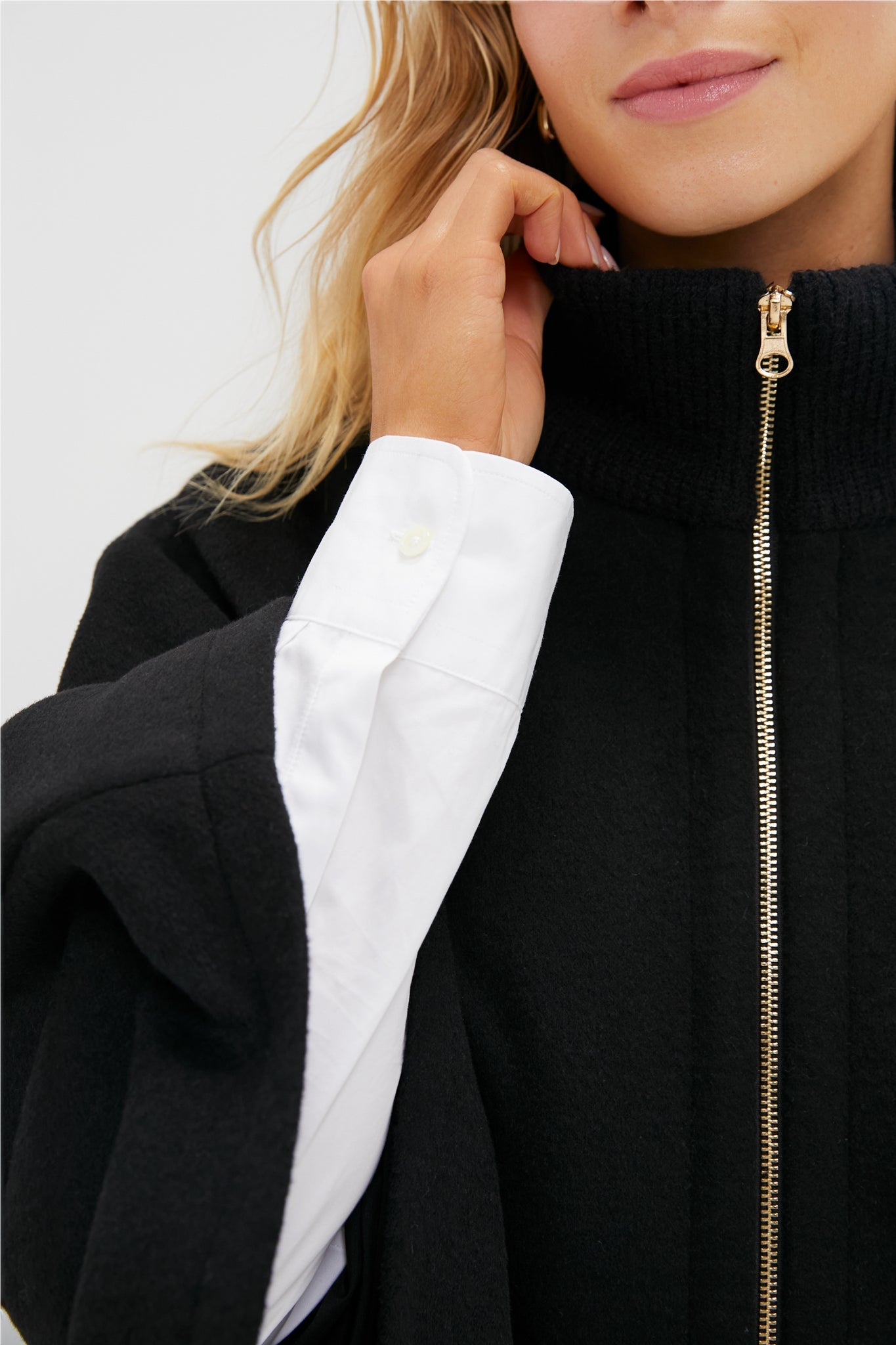 Black Full Zip Huntington Poncho