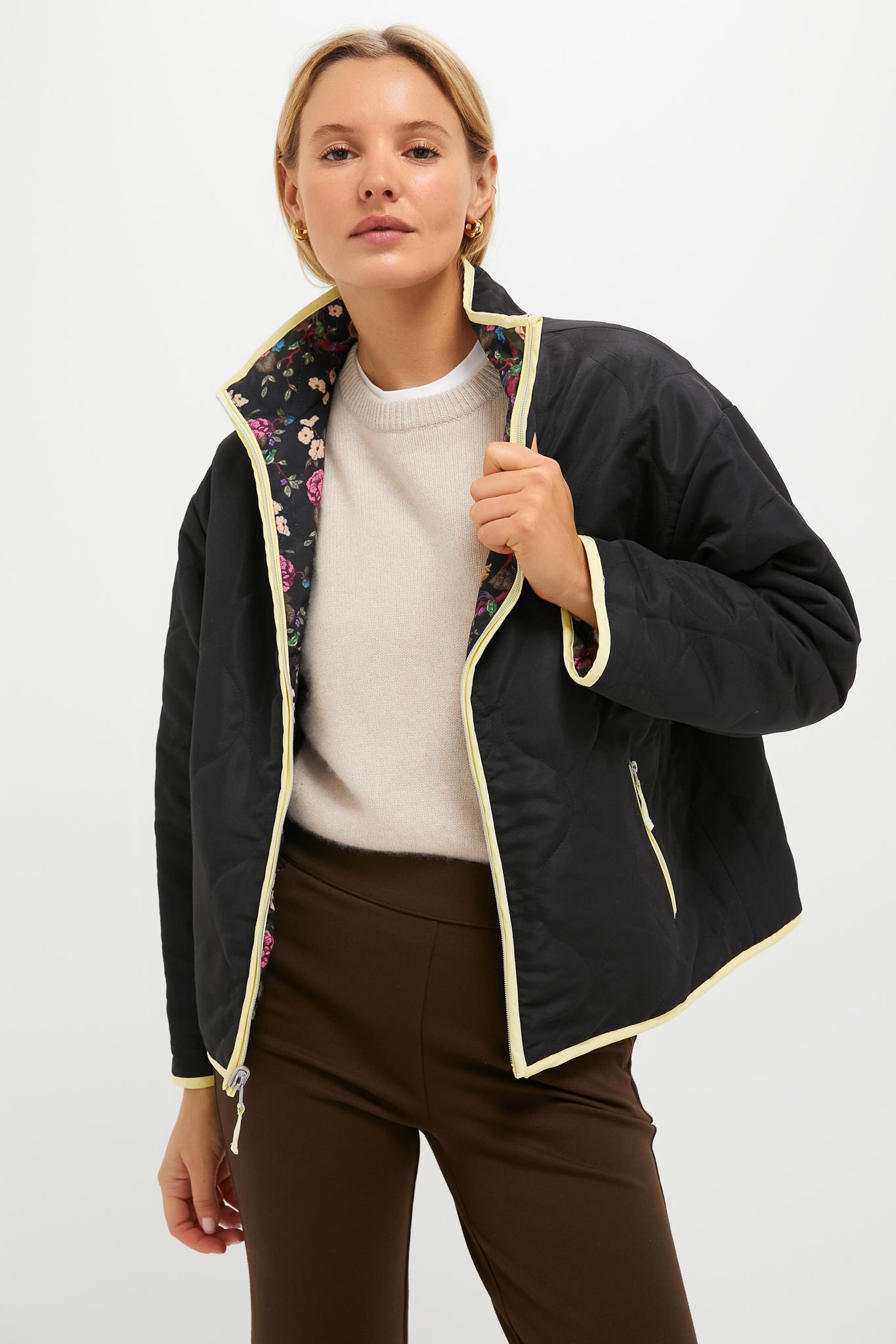 Reversible Black Quilted Mallory Jacket