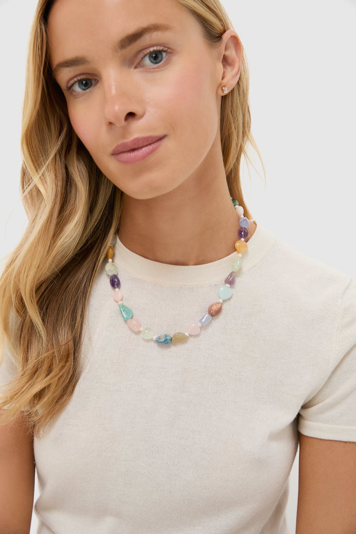 Pastel Gemstone Multi Brooke Necklace