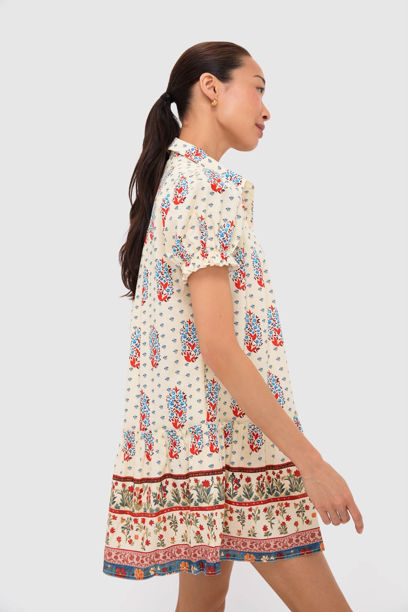 Fall Floral Cream Drifter Mini Dress