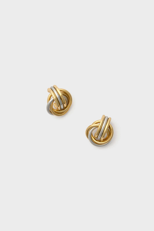 Shiny Gold and Semi Dark Silver Lush Link Earrings