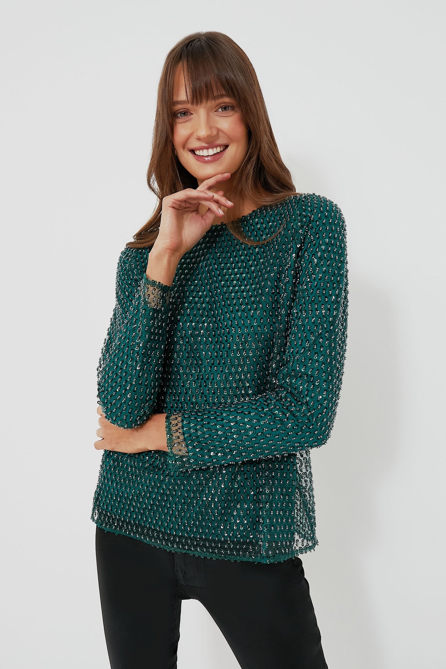Green Sequin Gemma Blouse