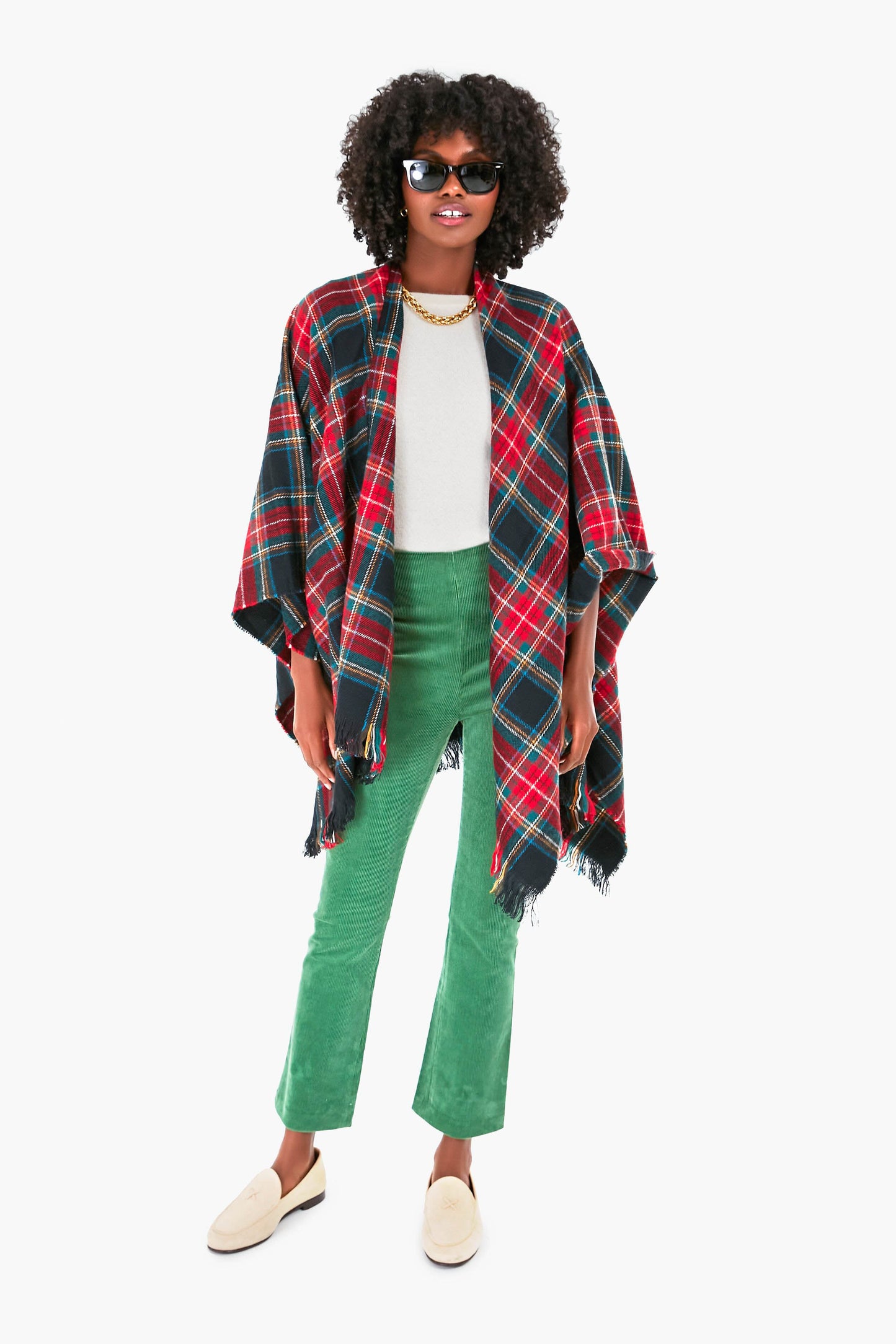 Exclusive Black Tartan Ruana Poncho