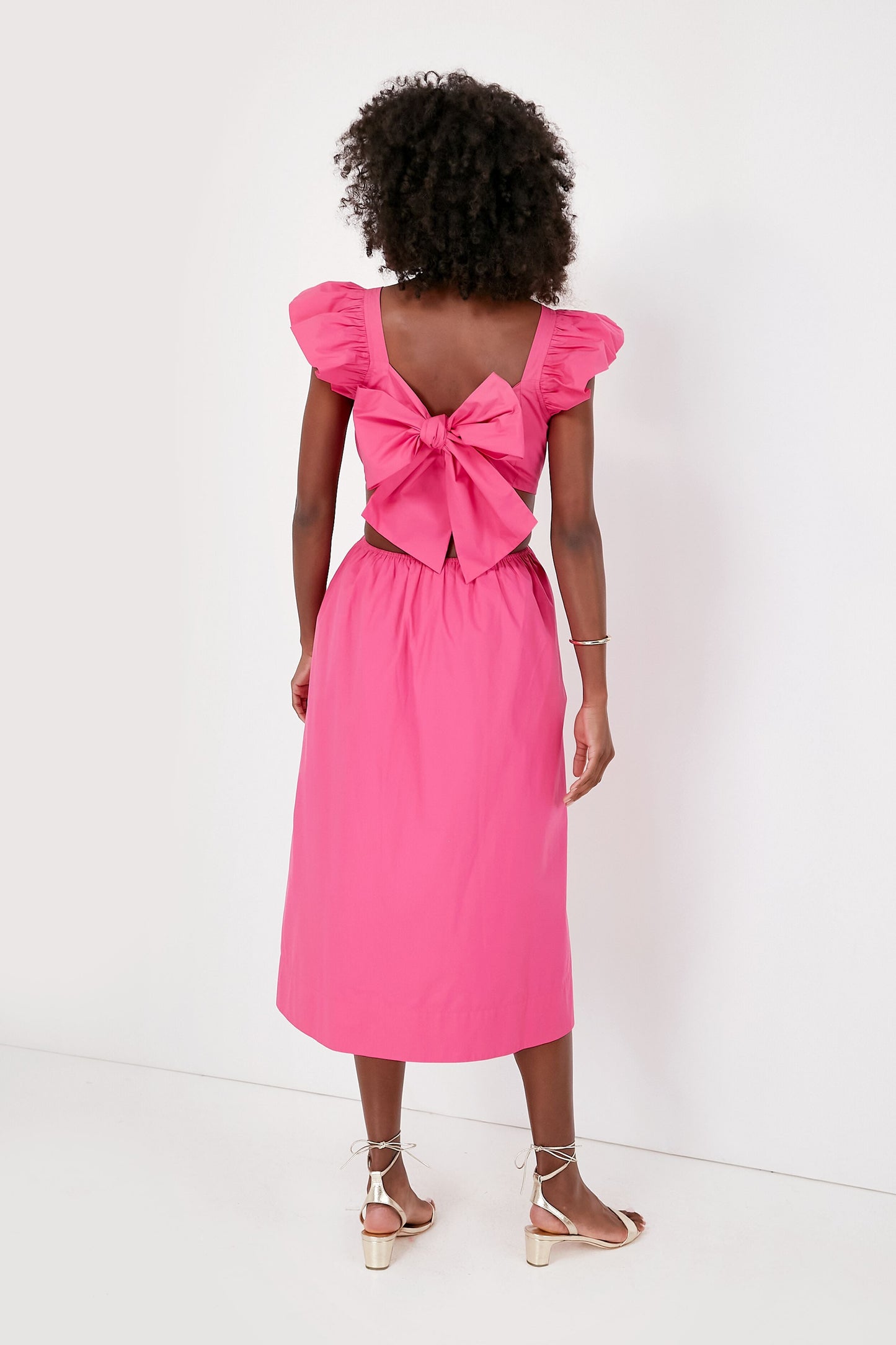 Fuchsia Flutter Sleeve Aspyn Midi Dress