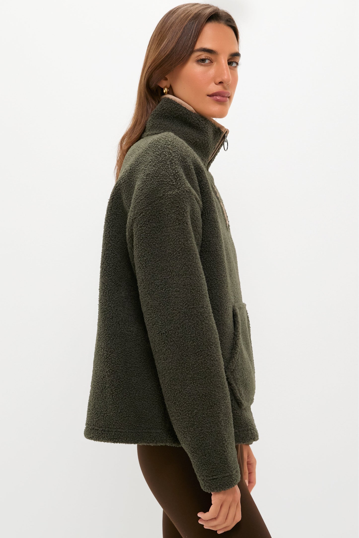 Olive Bamburgh Fleece Pullover