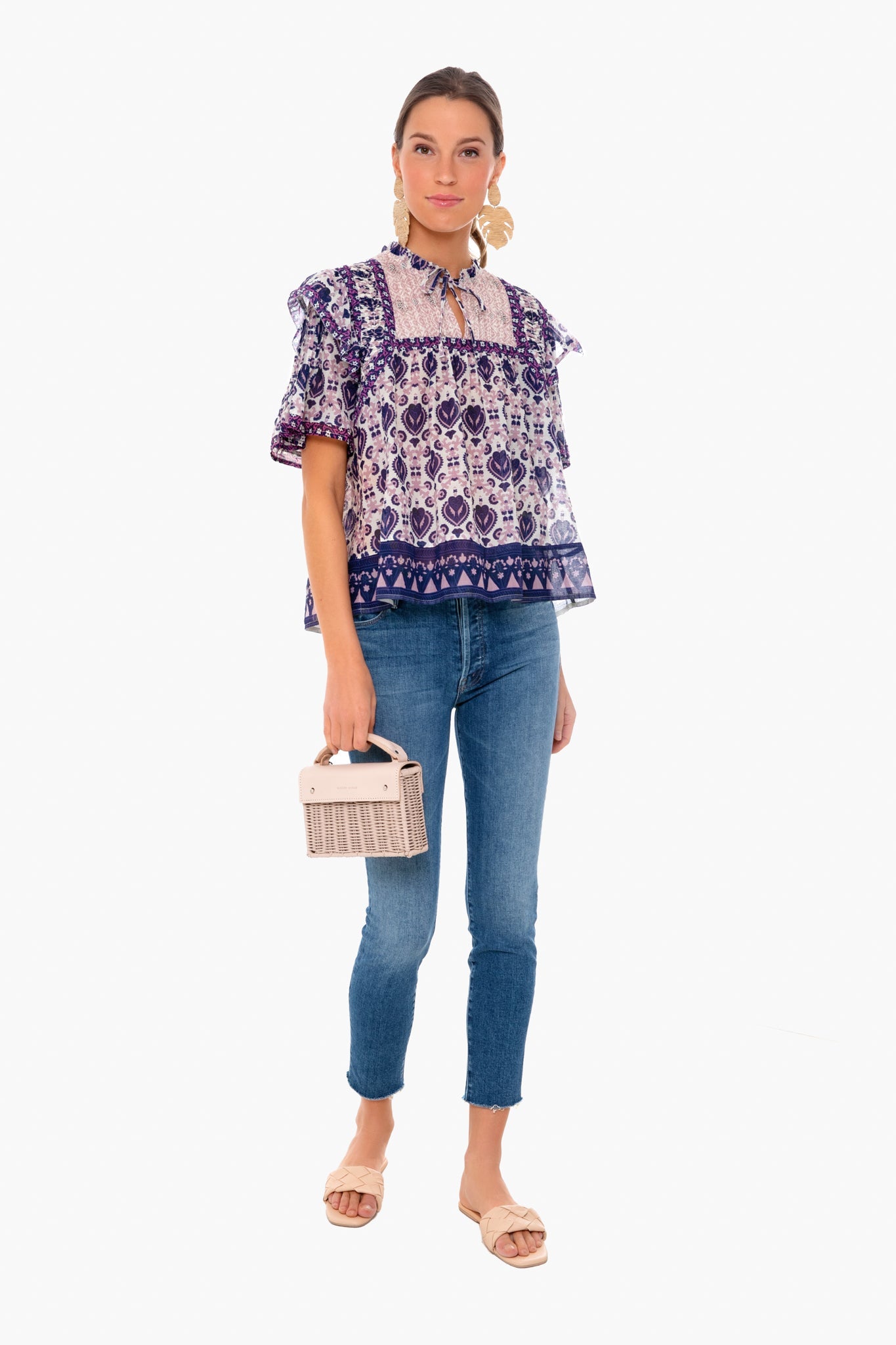 Violet Brigitte Border Pintuck Top