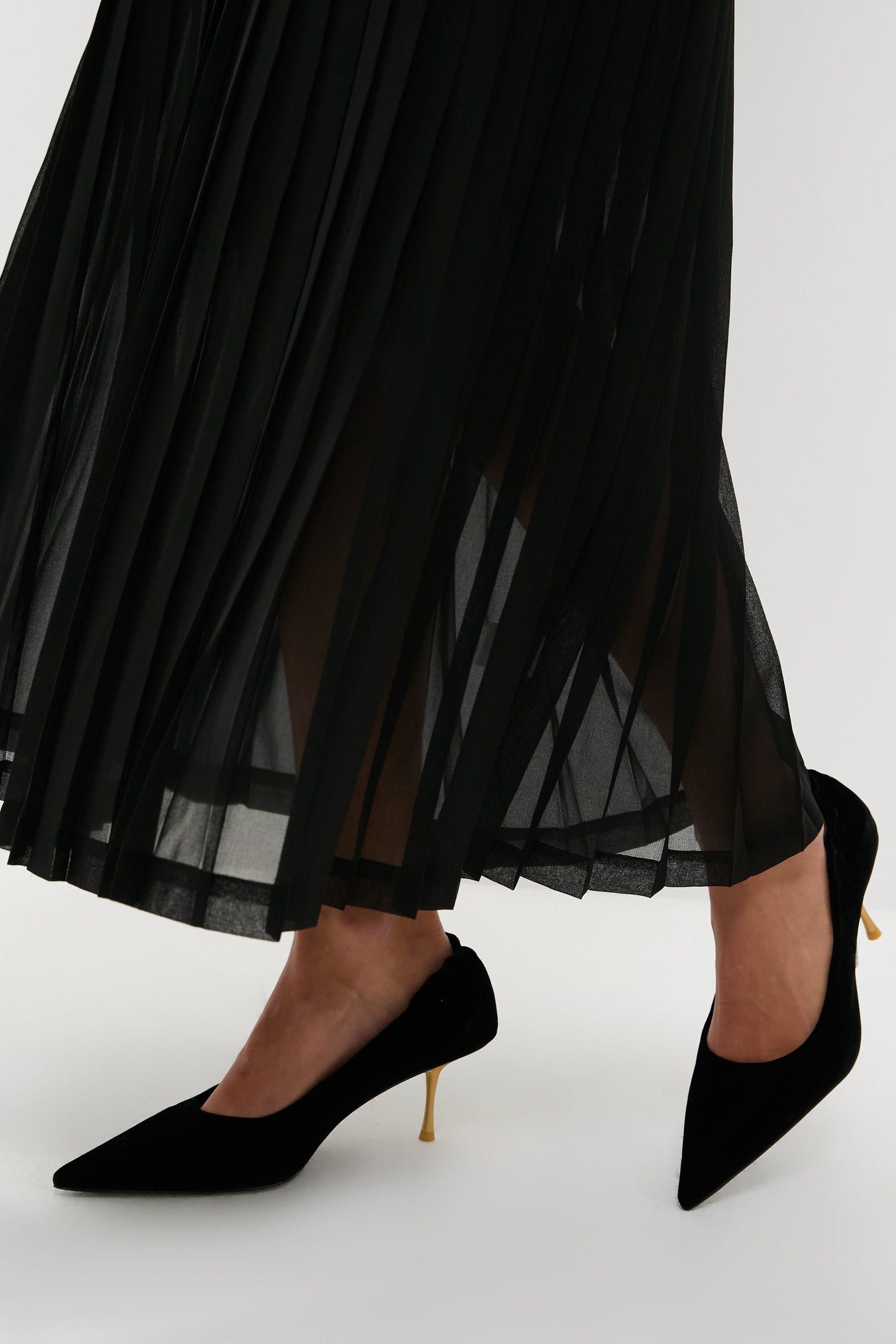 Black Chiffon Pleated Lorraine Dress