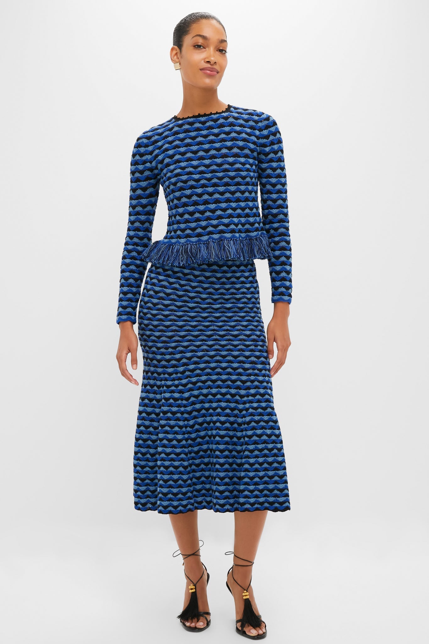 Blue and Black Profundo Long Sleeve Top