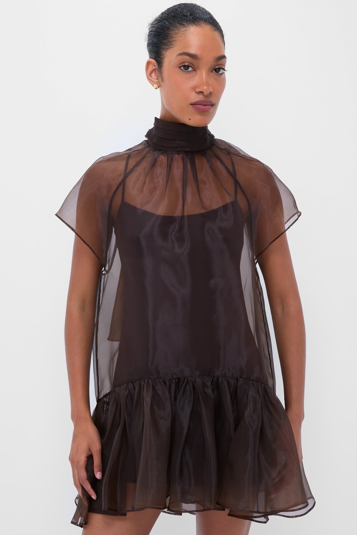 Chocolate Beaux Tiered Mini Dress