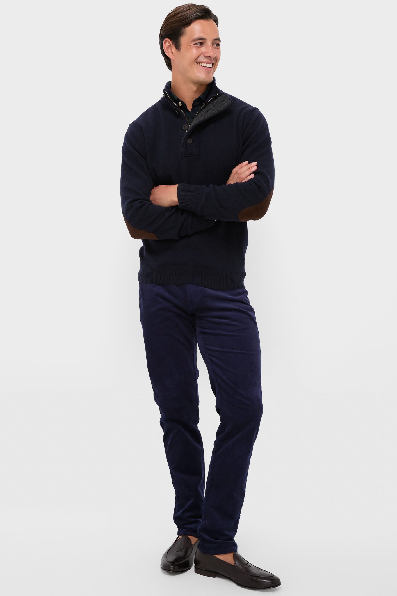 Navy Essential Patch Half Zip Knitted Jumper