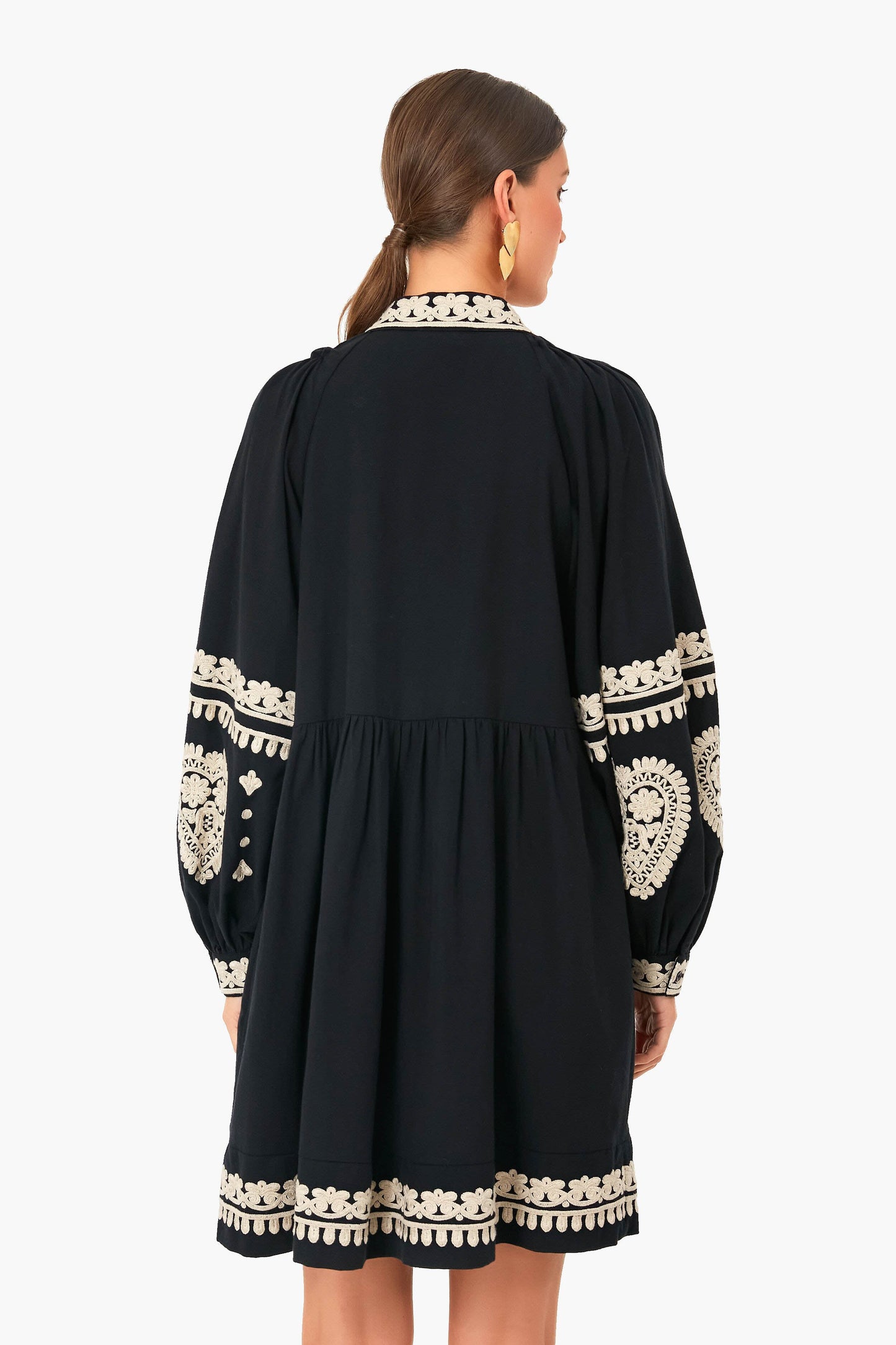 Black Holly Soutache Long Sleeve Mini Dress