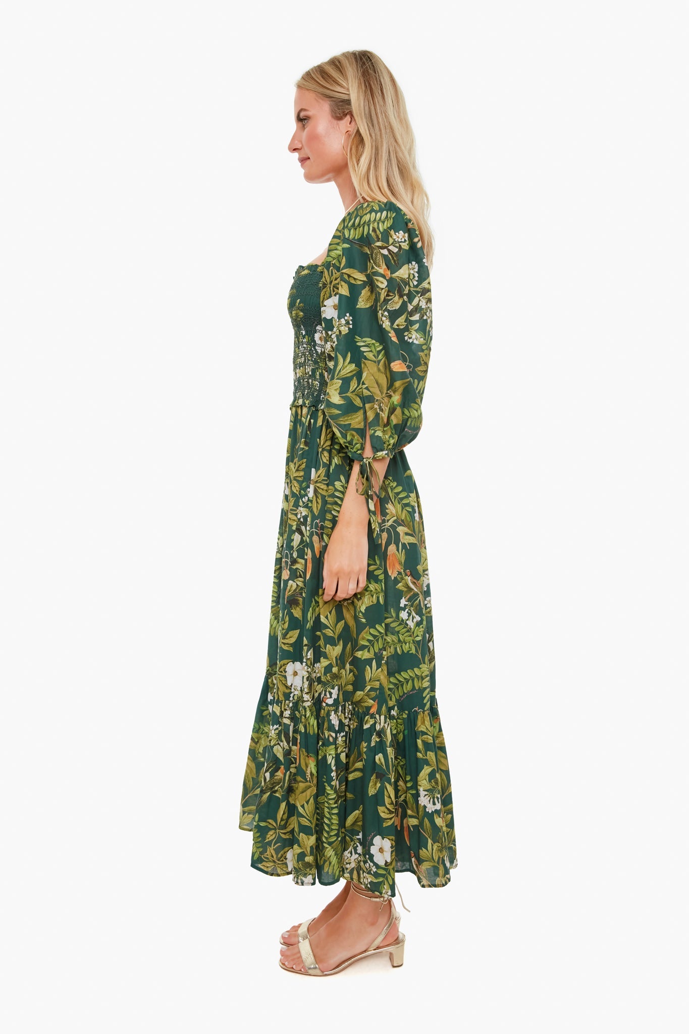 Botanical Birds Emerald Jazzy Dress