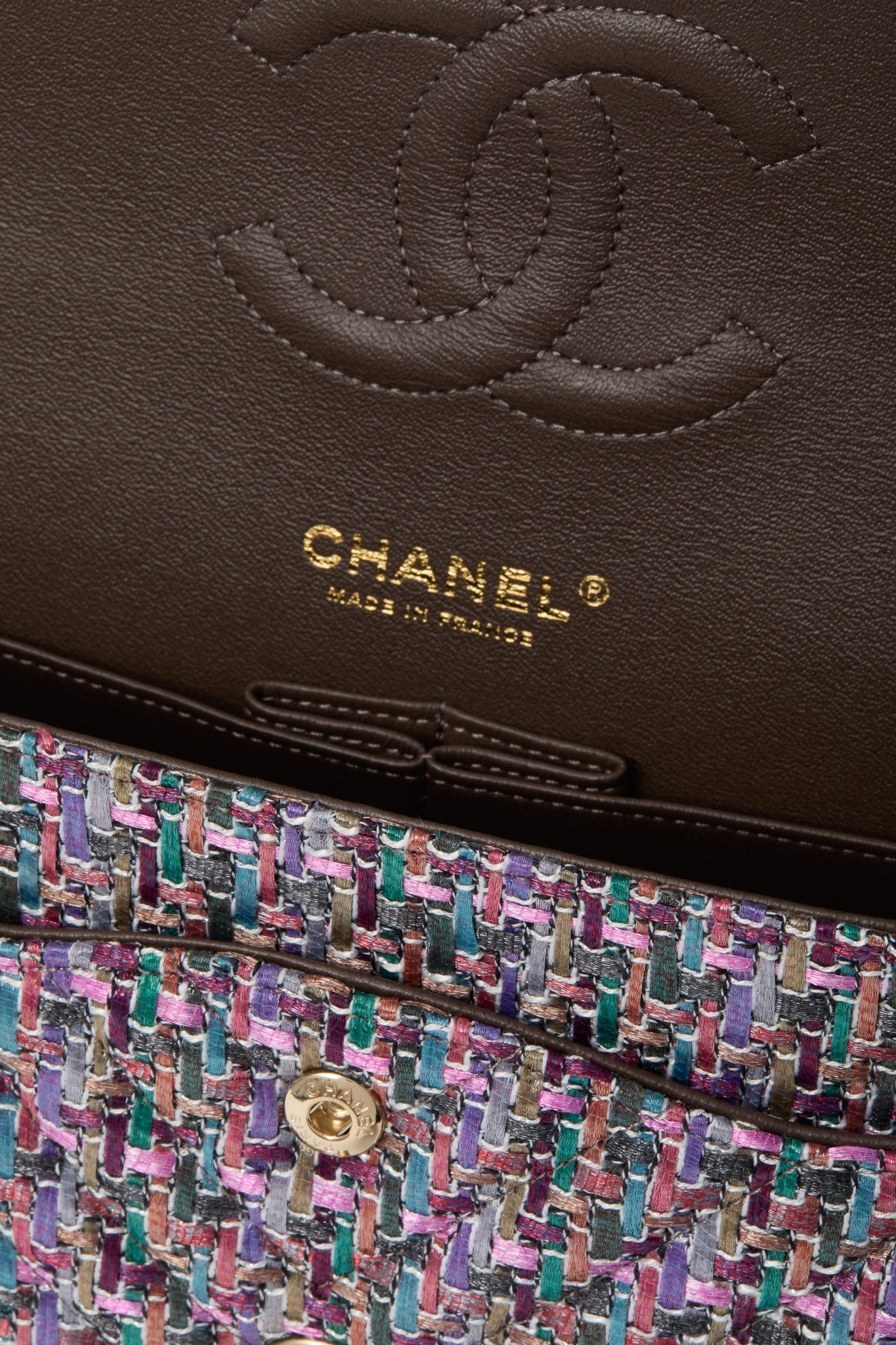 CHANEL Multicolor Pink Purple Soft Diagonal Pattern Classic 25 Crossbody