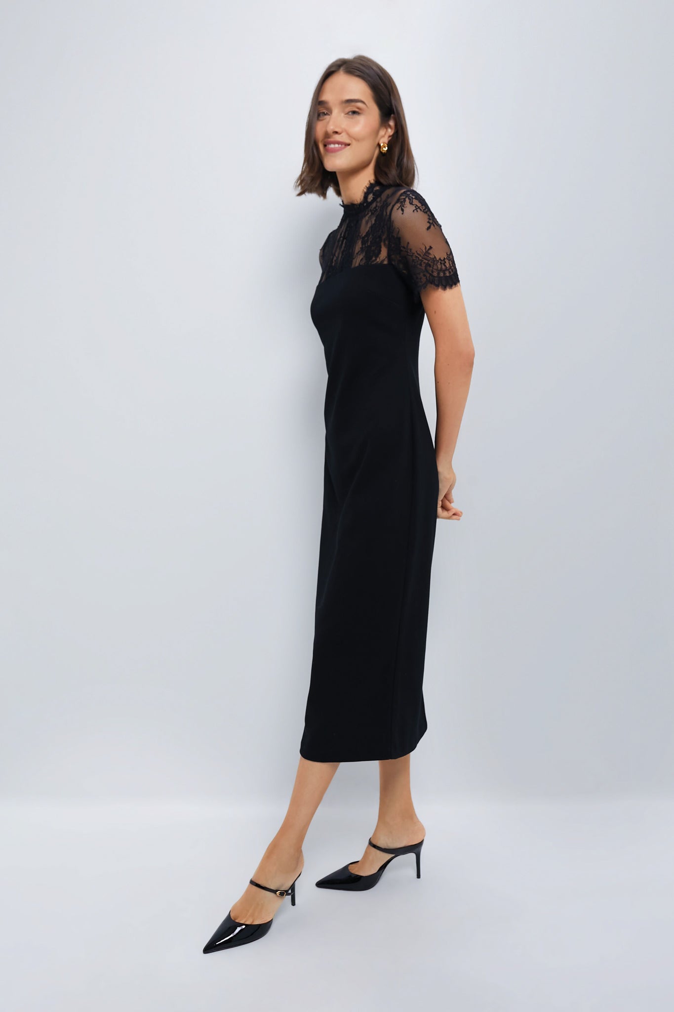 Black Lace Agatha Midi Dress