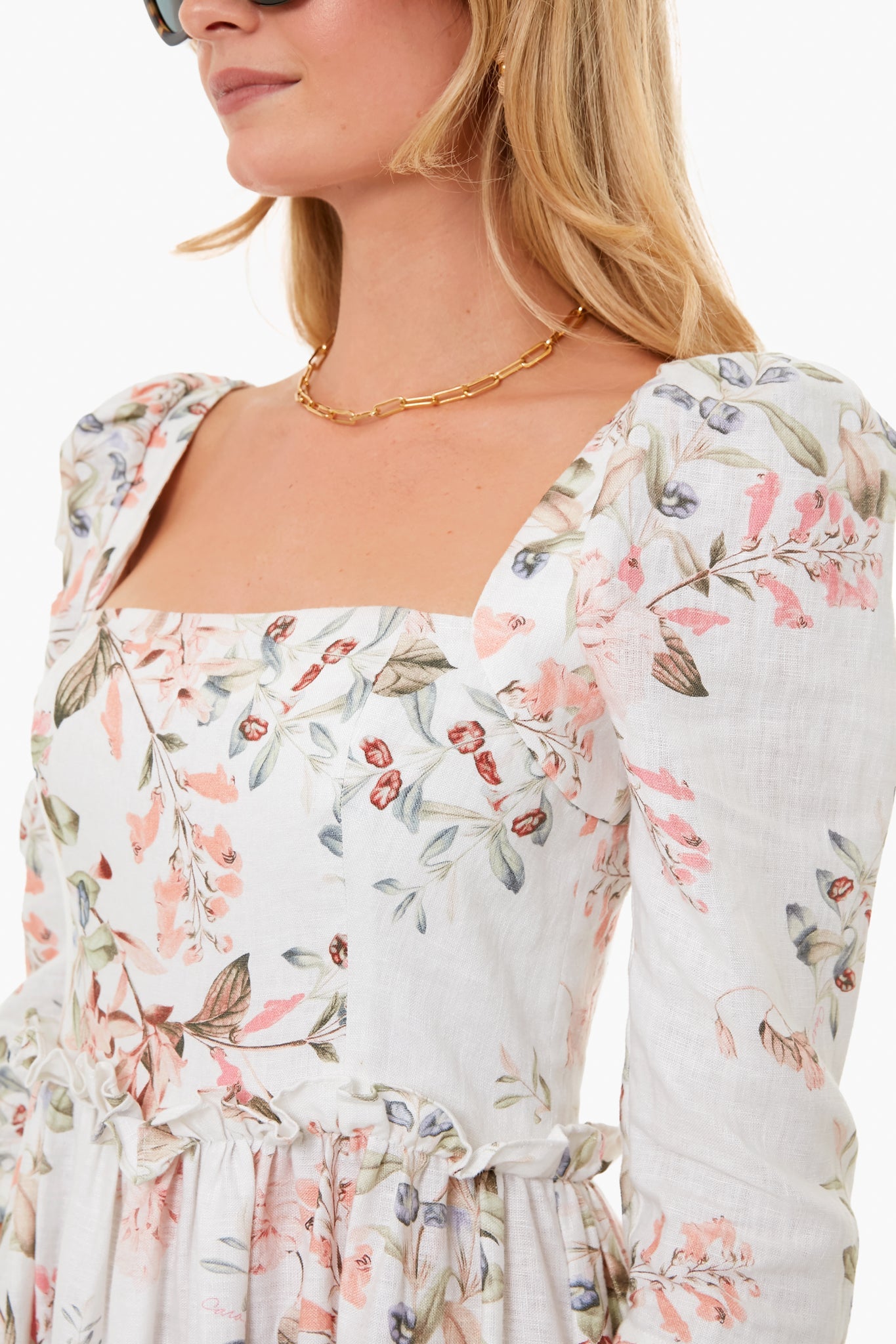 Trellis Floral Ivory Blue Hill Dress