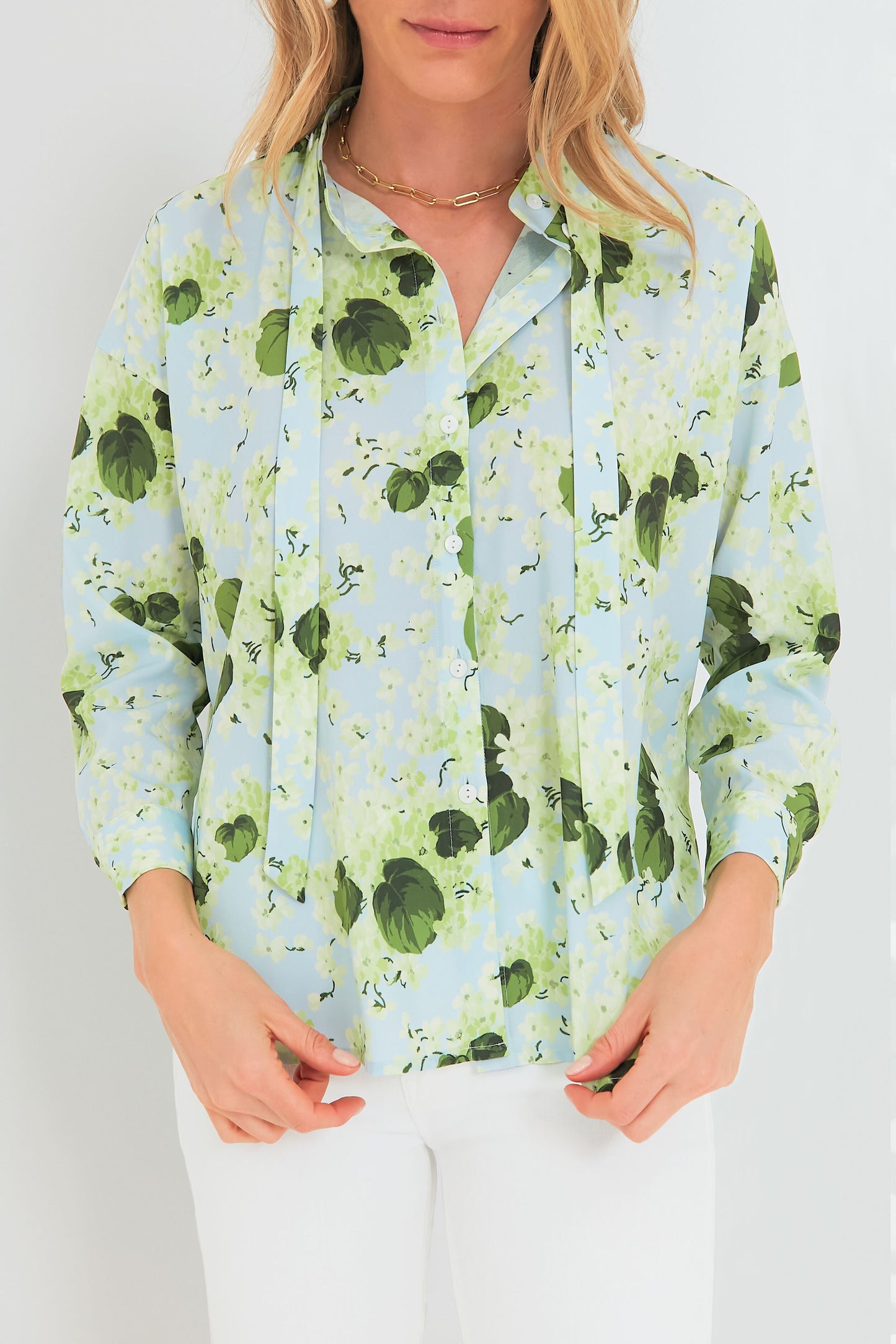 Hydrangea Blooms Hallie Tie Blouse