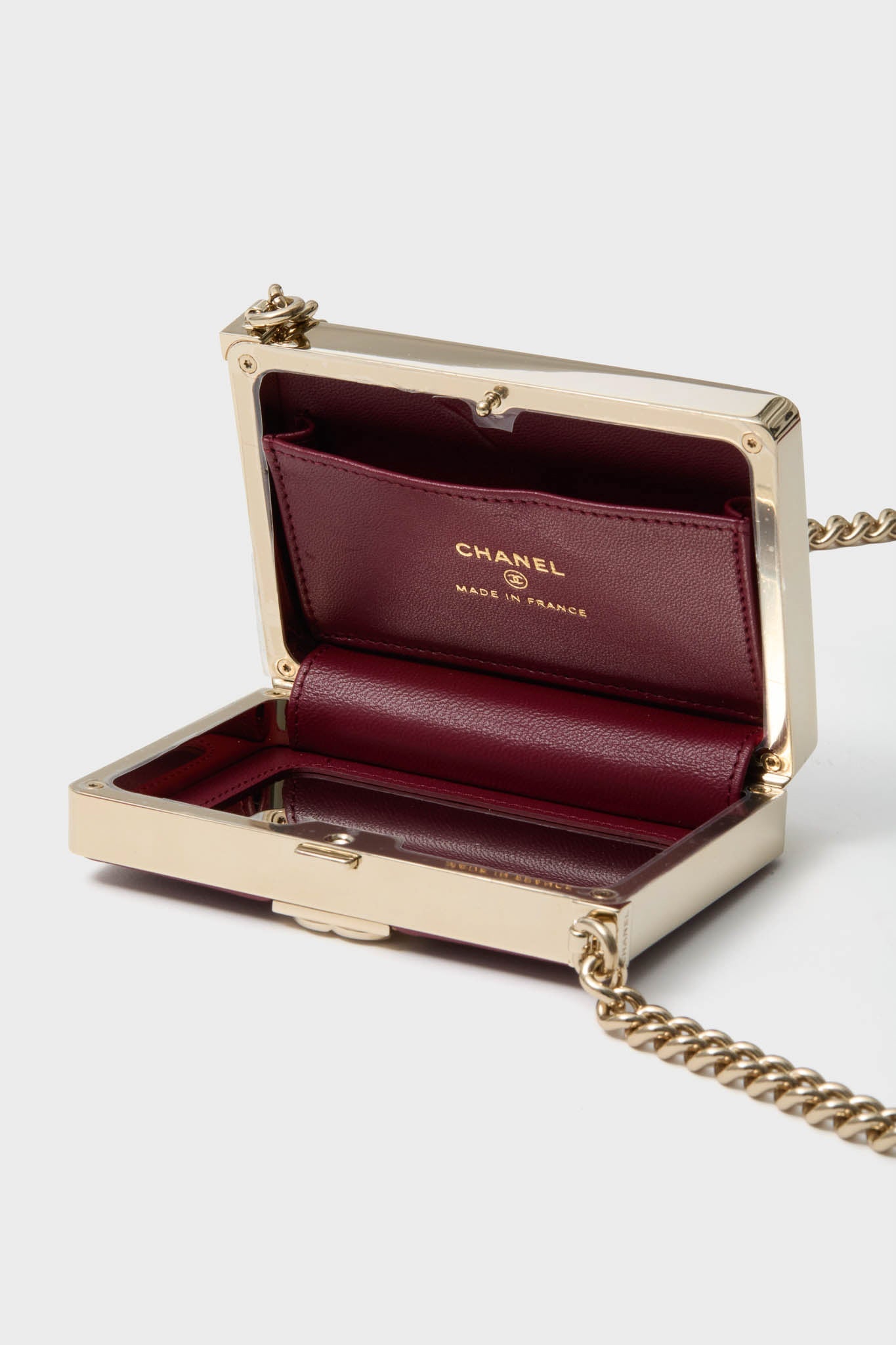 CHANEL Red Sheepskin Leather Boy Minaudiere