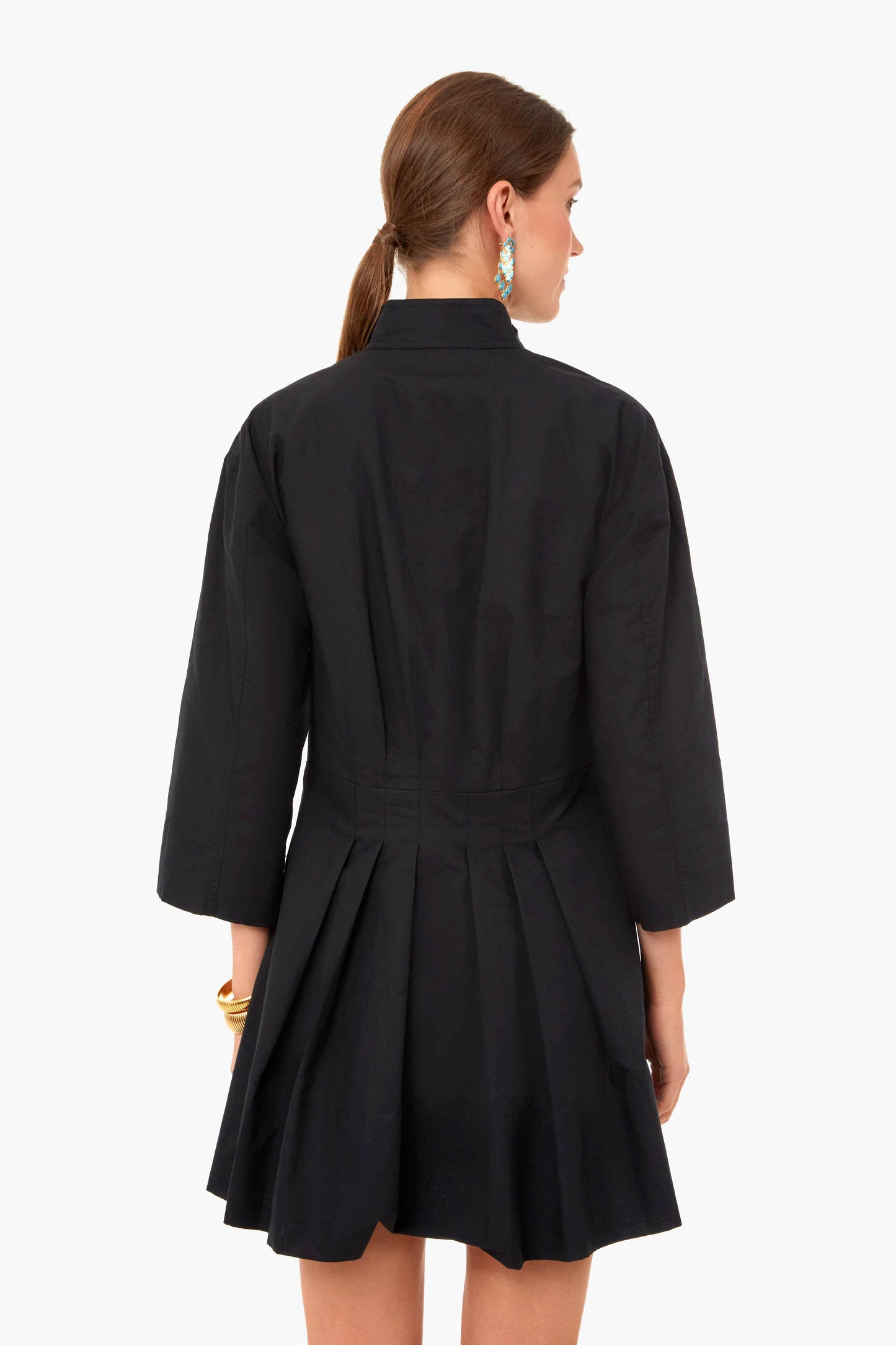 Black Fitted Band Collar Mini Dress