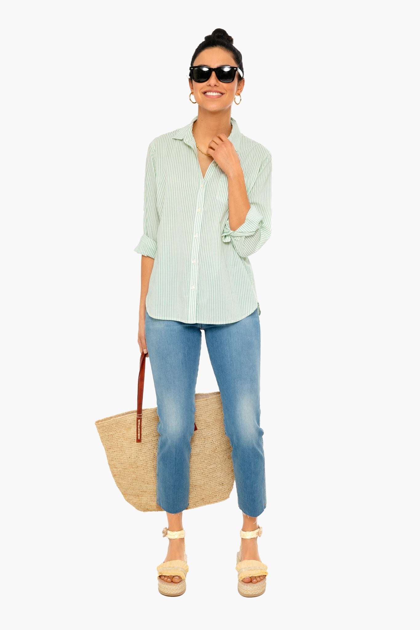 Green Pinstripe Grace Classic Shirt