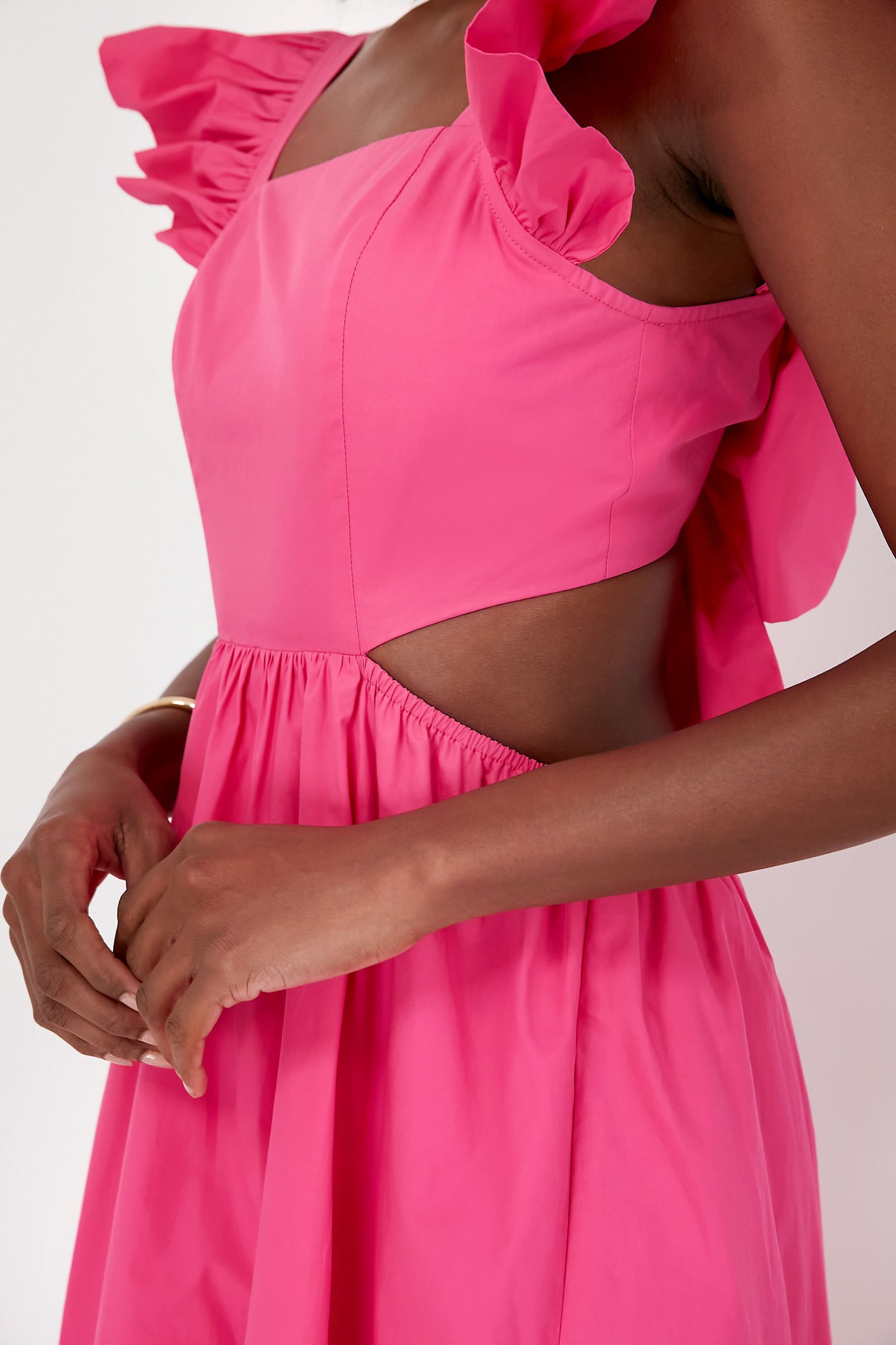 Fuchsia Flutter Sleeve Aspyn Midi Dress