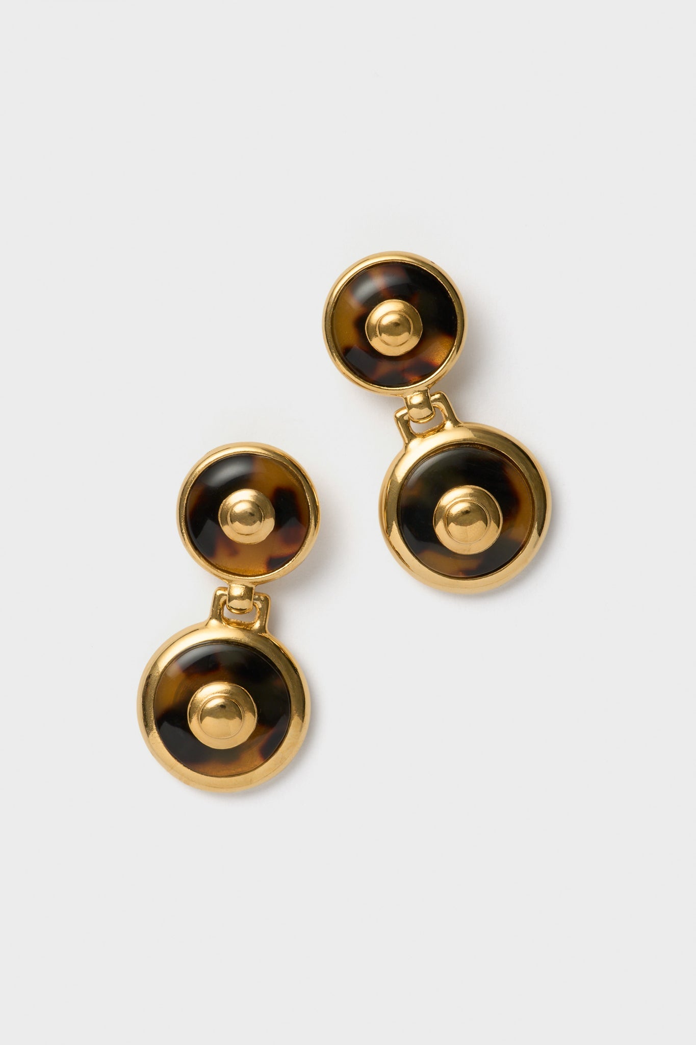 Tortoise 24K Gold Electroplated Circle Drop Earrings