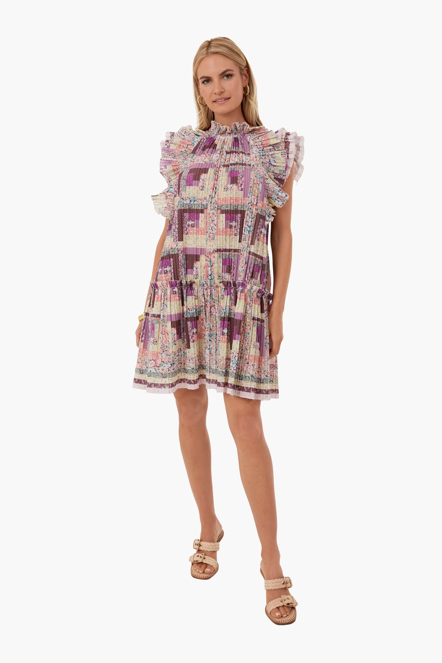 Multi Naya Print Pleated Dress