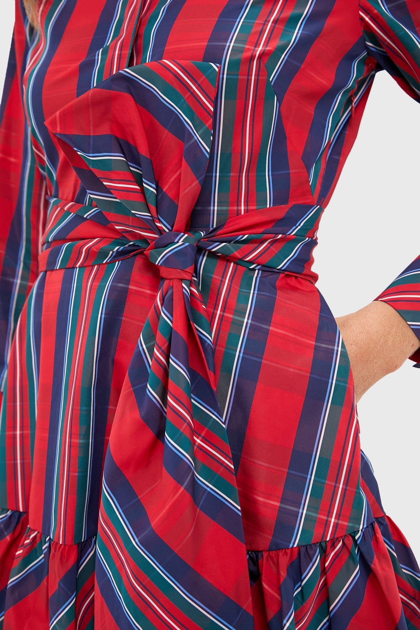 Balsam Plaid Tie Waist Shirt Dress