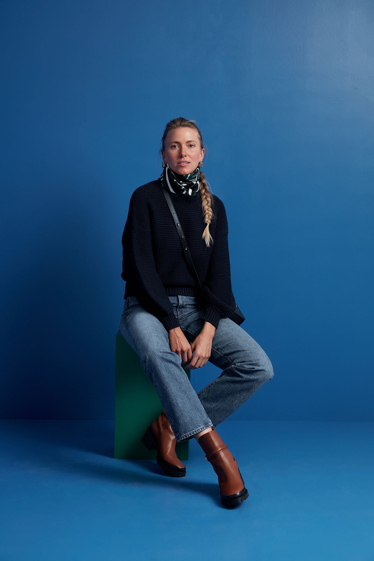 Dark Navy Button Back Crewneck Sweater