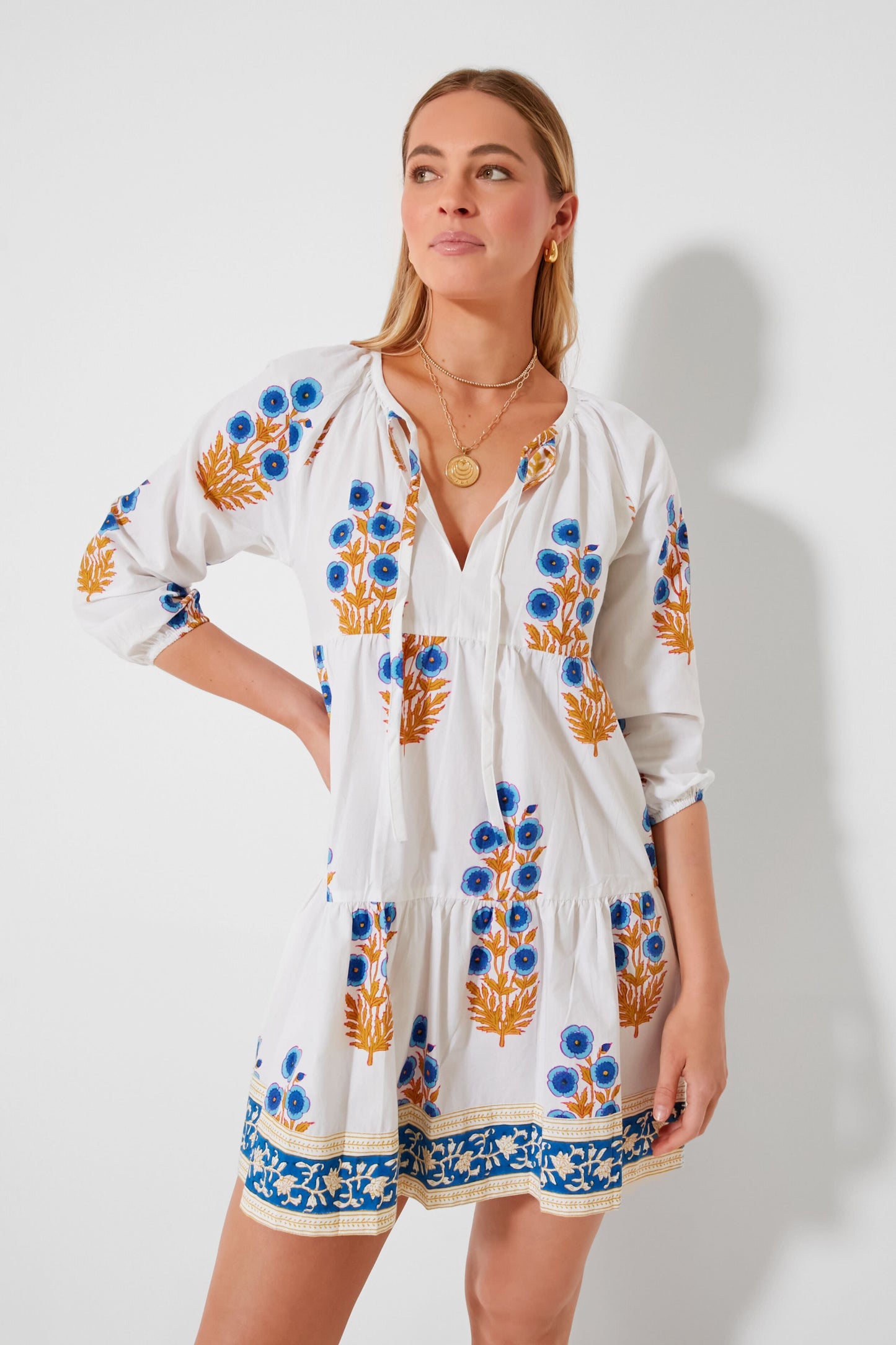 Cornflower Blue Poppy Print Joci Dress