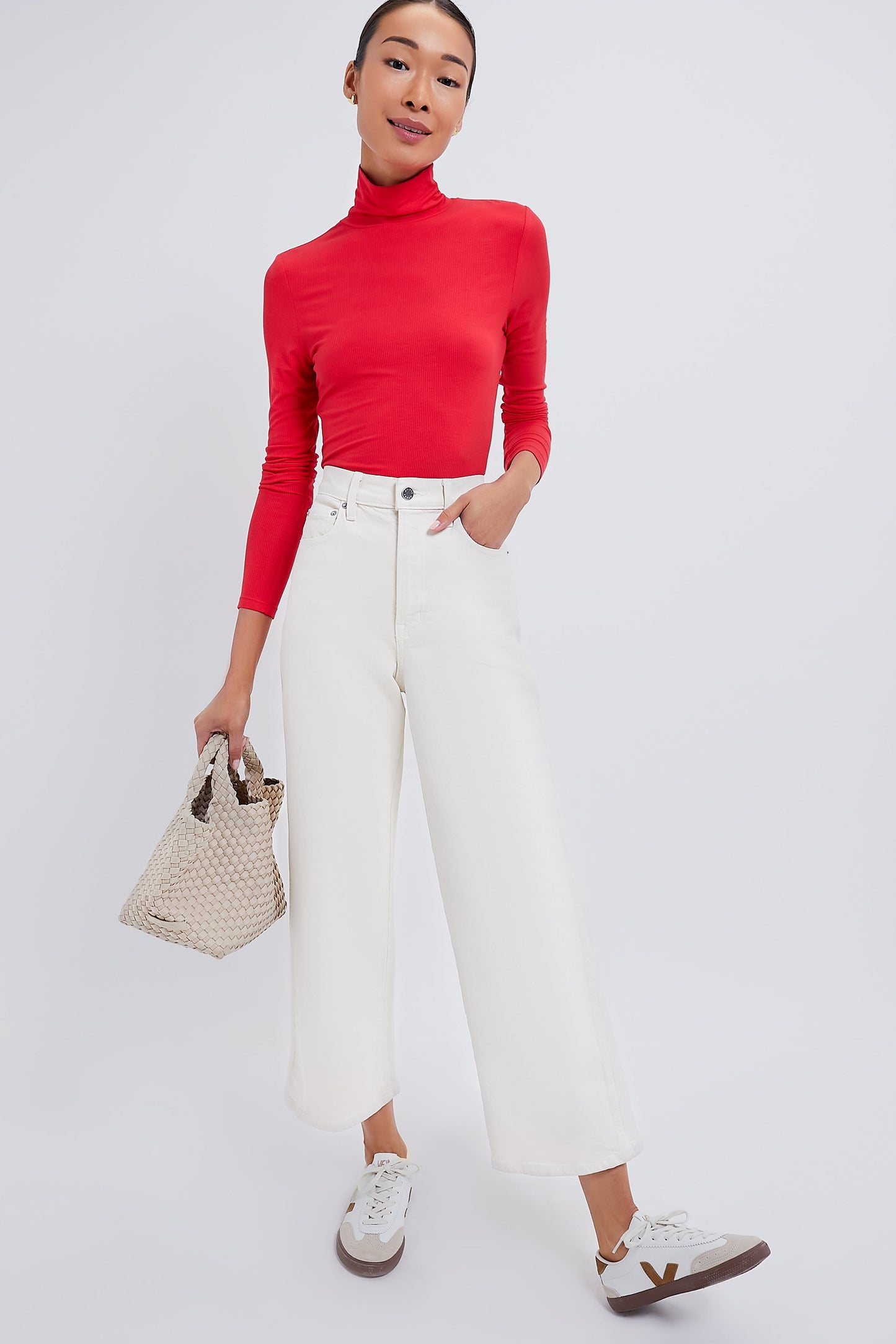 Red Lightweight Ribbed Turtleneck