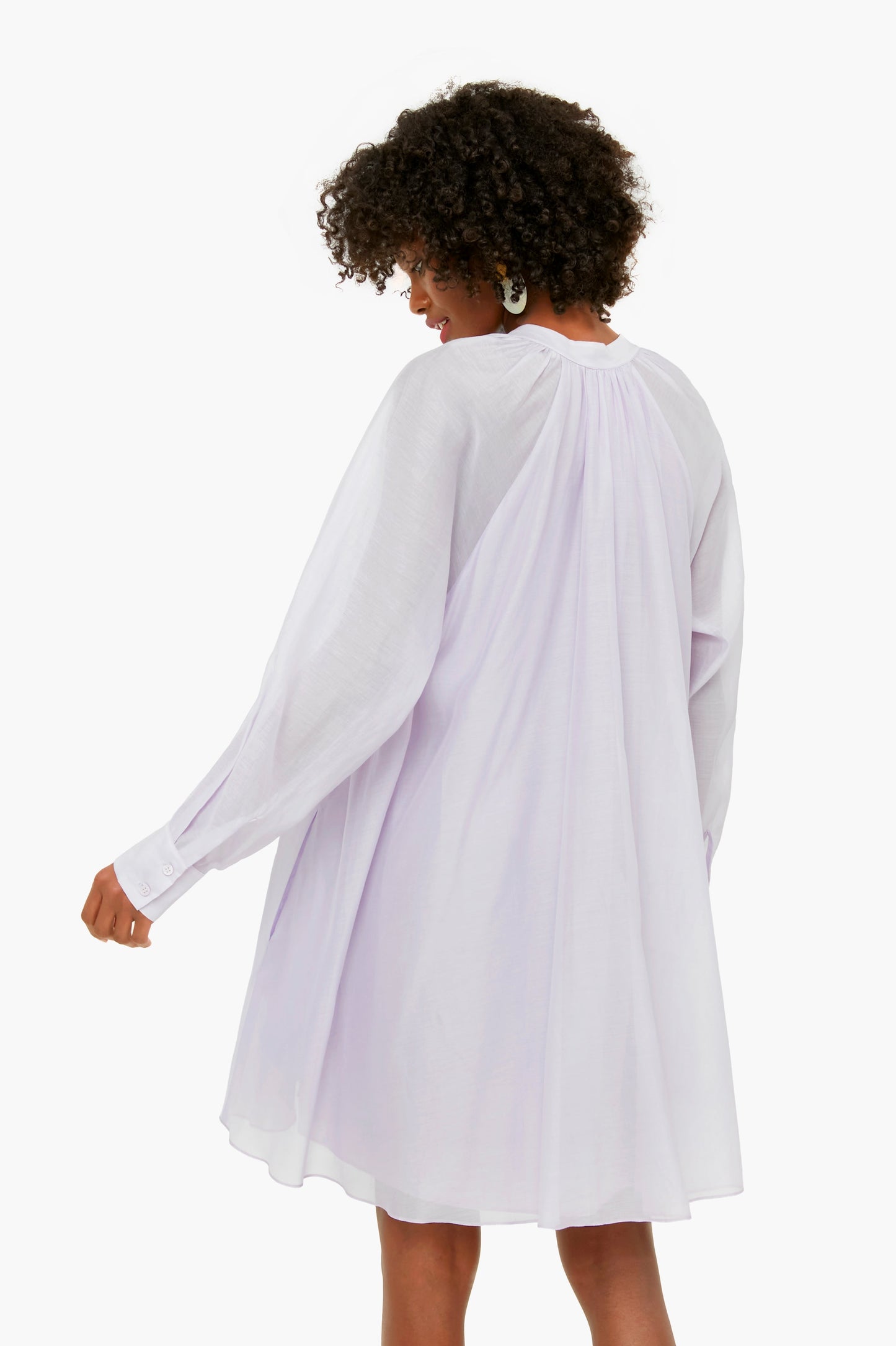Wisteria Long Sleeve Silk Cotton Dress