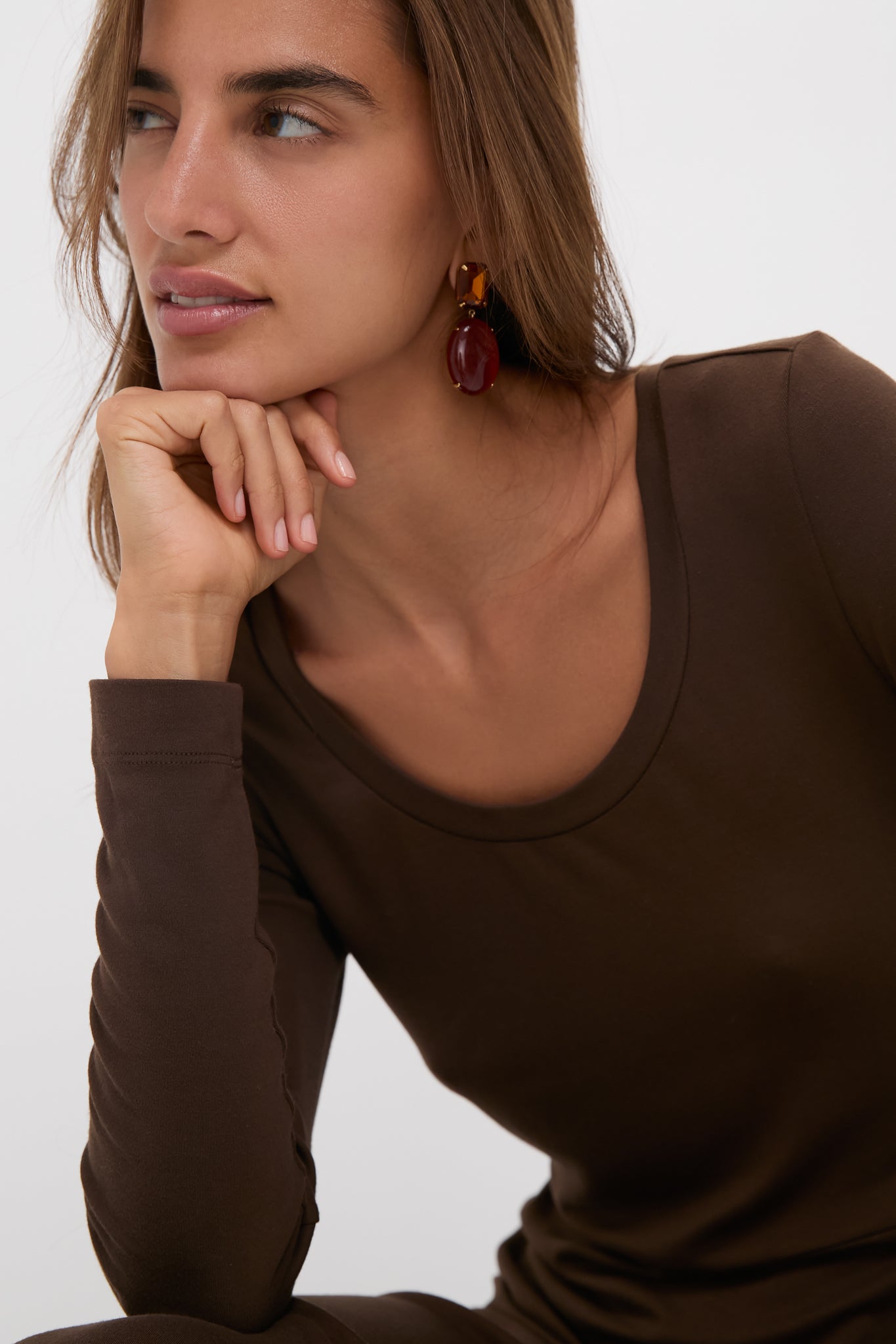 Chocolate Brown Long Sleeve Sara Maxi Dress