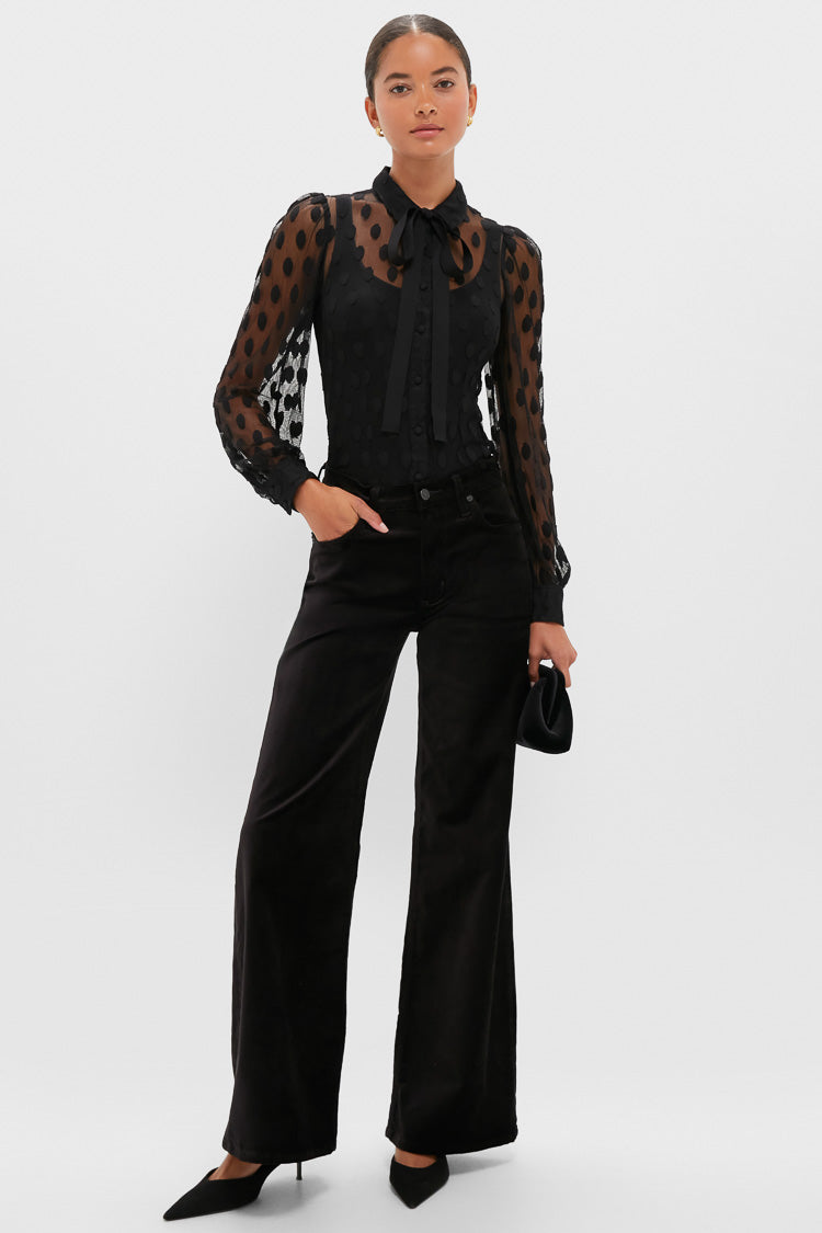 Noir Soraya Lace Neck-Tie Blouse