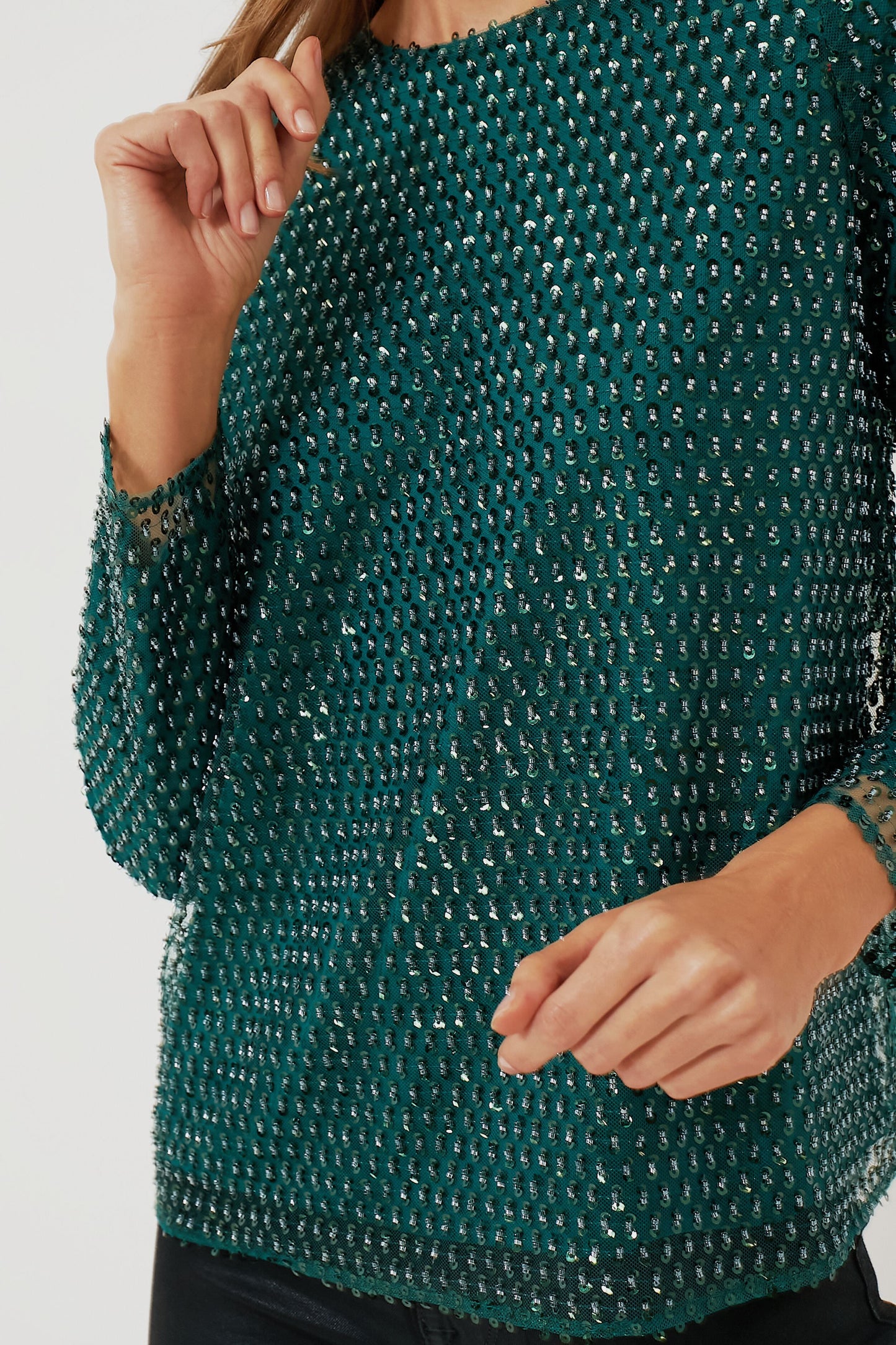 Green Sequin Gemma Blouse