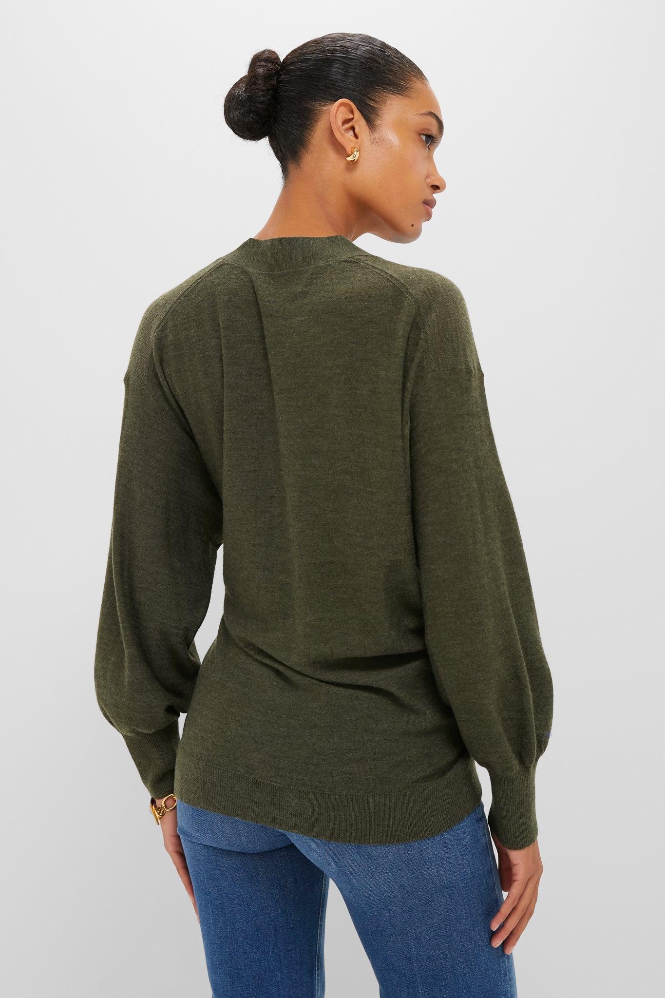 Olive Drippy Tissue Cardigan