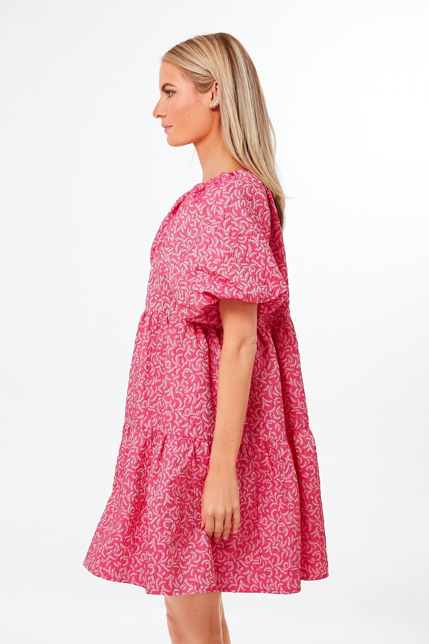 Textured Fuchsia Belinda Mini Dress