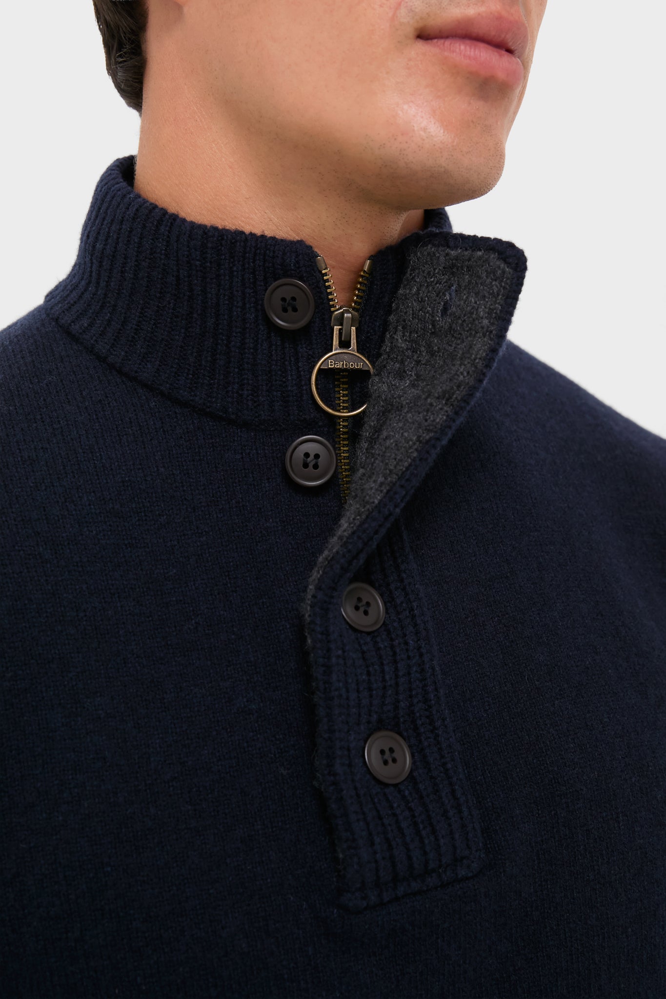 Navy Essential Patch Half Zip Knitted Jumper