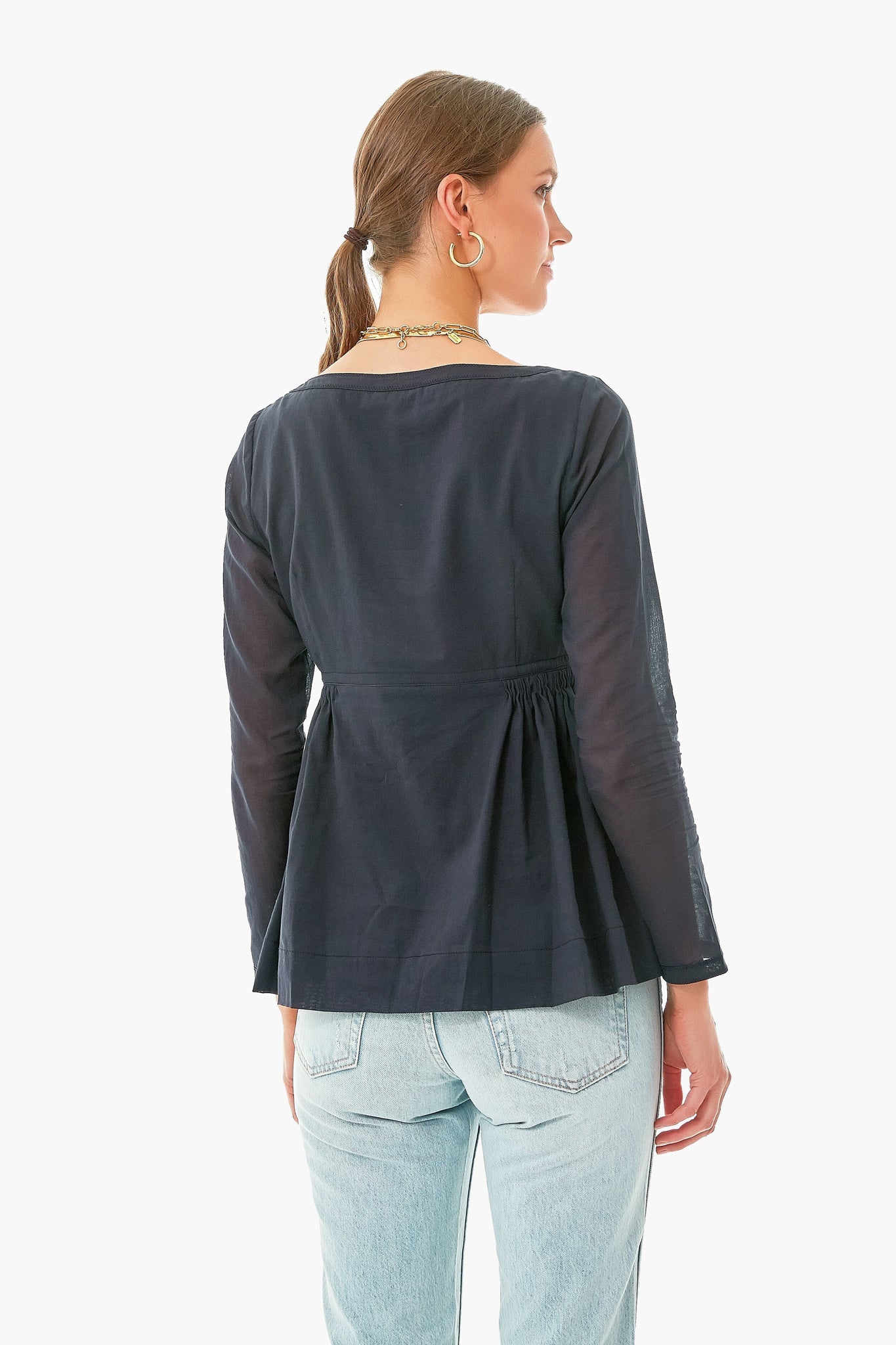 Black Cotton Voile Soft Shirt Jacket