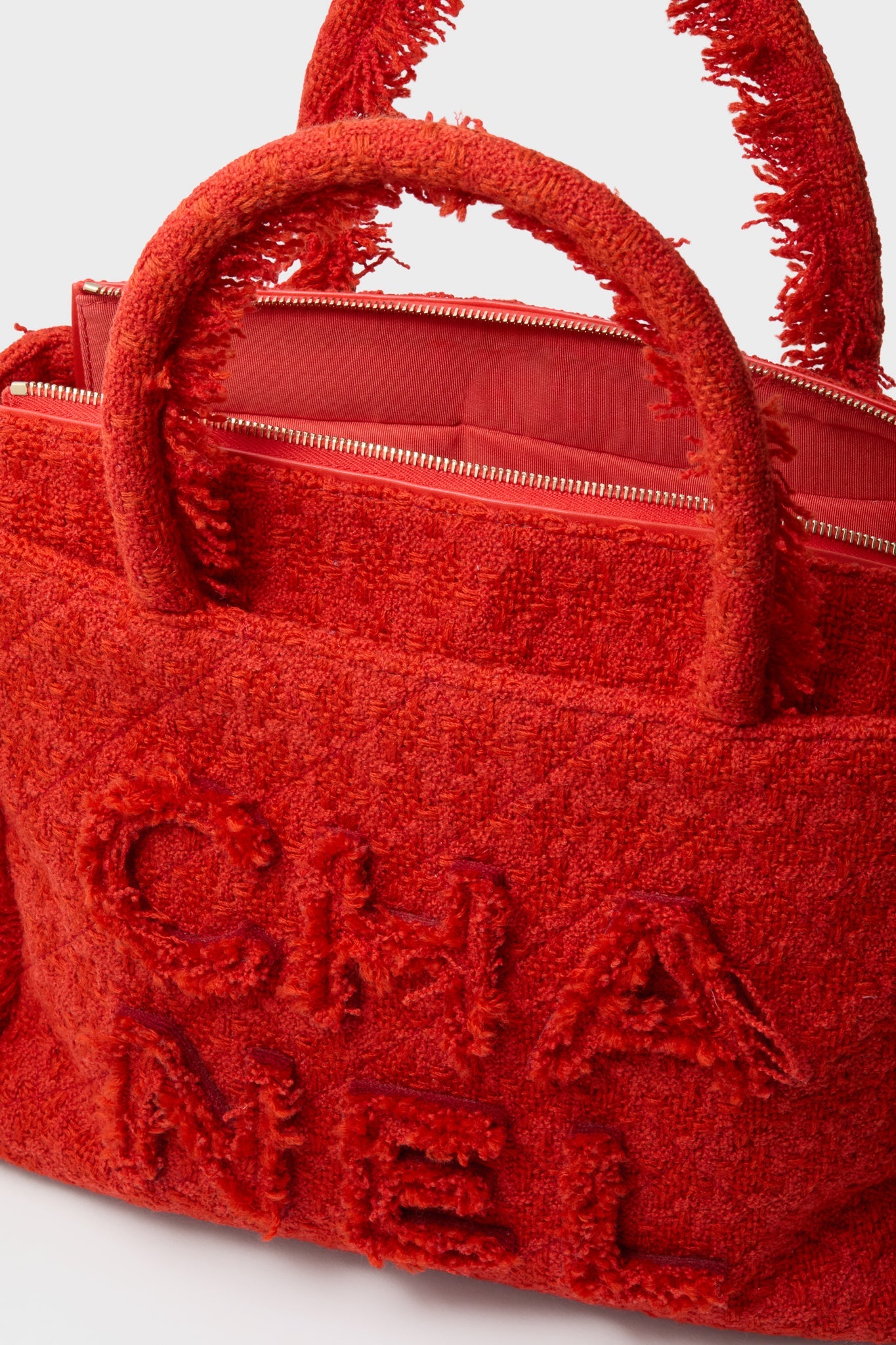 CHANEL Red Zipped Shopper Tote