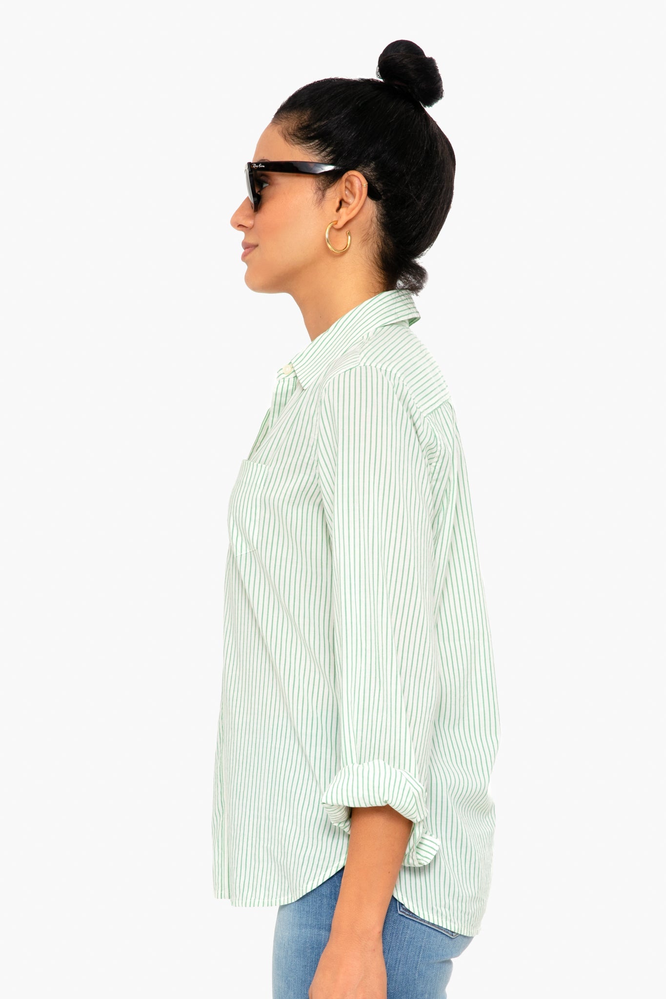 Green Pinstripe Grace Classic Shirt