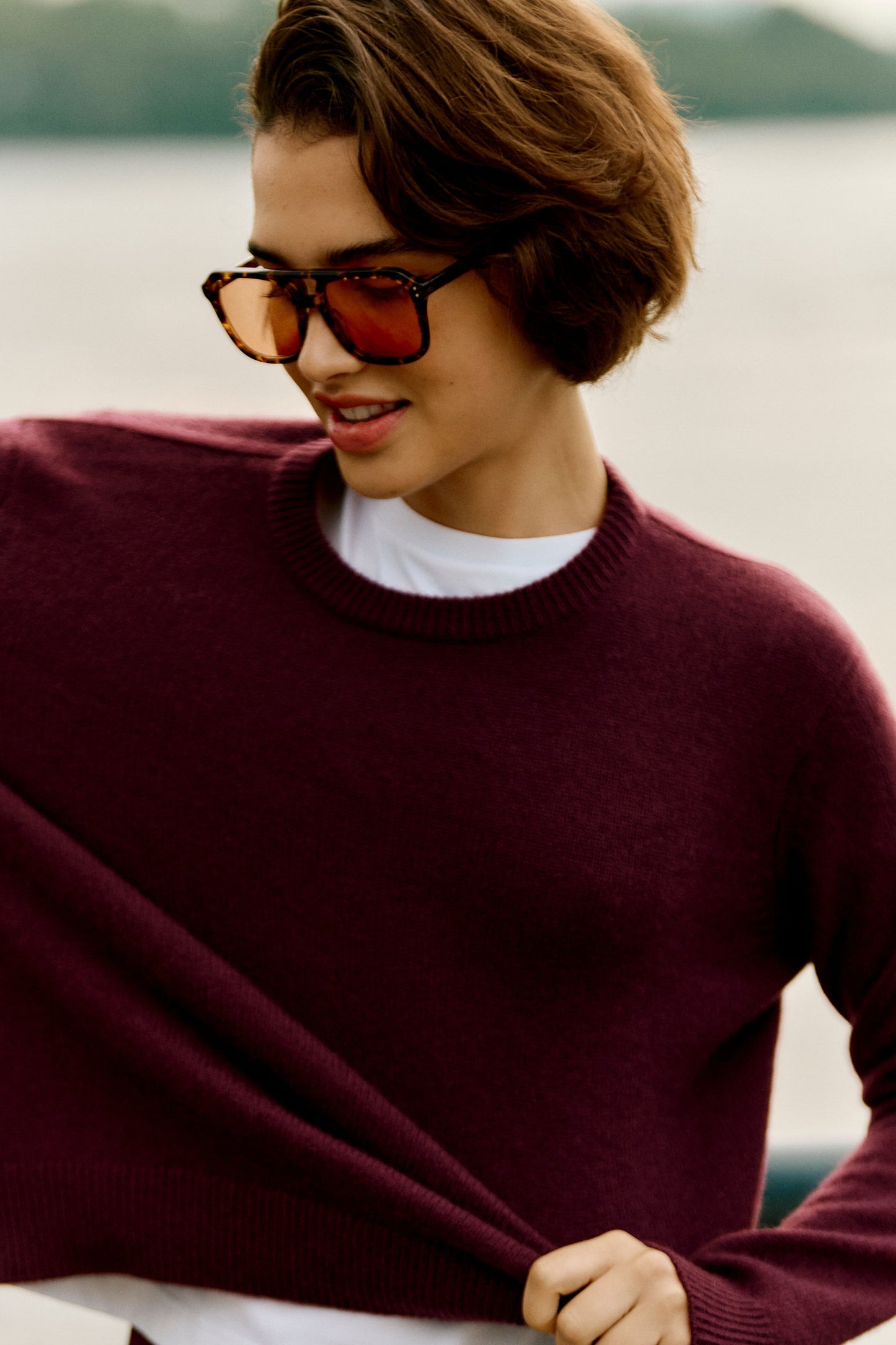 Wine Tasting Cashmere Bodie Boyfriend Crewneck